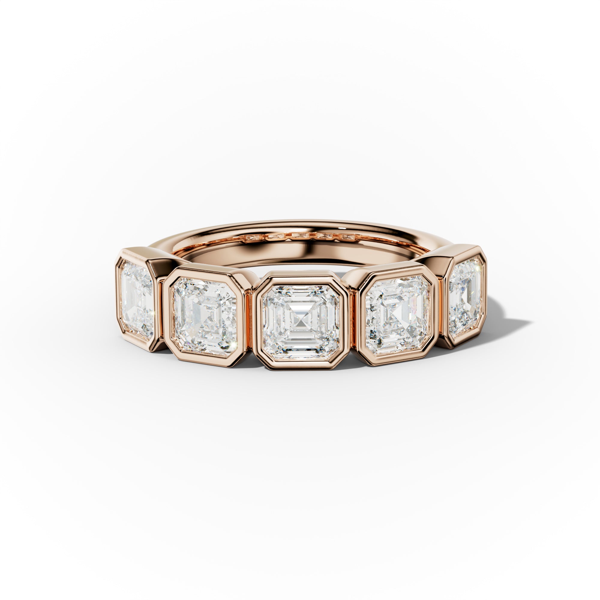 3.0 Carat Bezel Set Asscher Cut Diamond Five Stone Anniversary Band