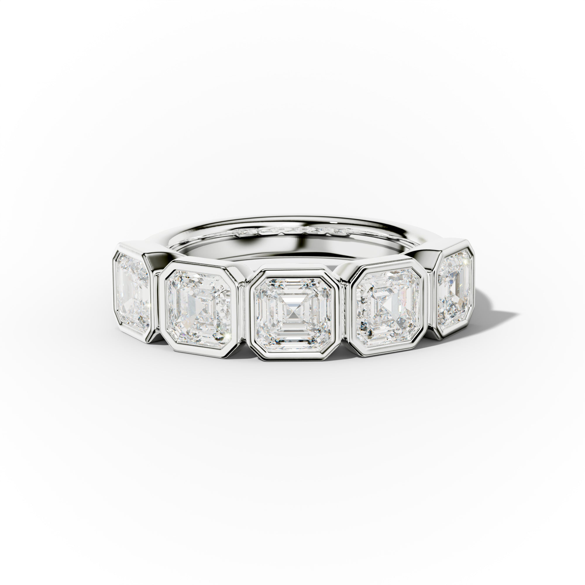 3.0 Carat Bezel Set Asscher Cut Diamond Five Stone Anniversary Band