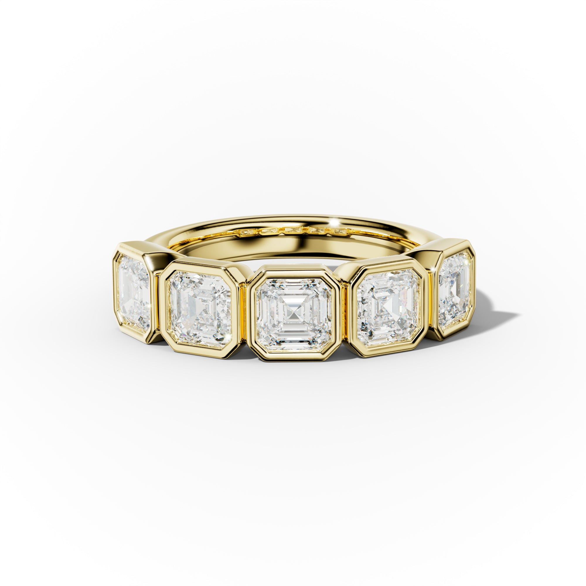 3.0 Carat Bezel Set Asscher Cut Diamond Five Stone Anniversary Band