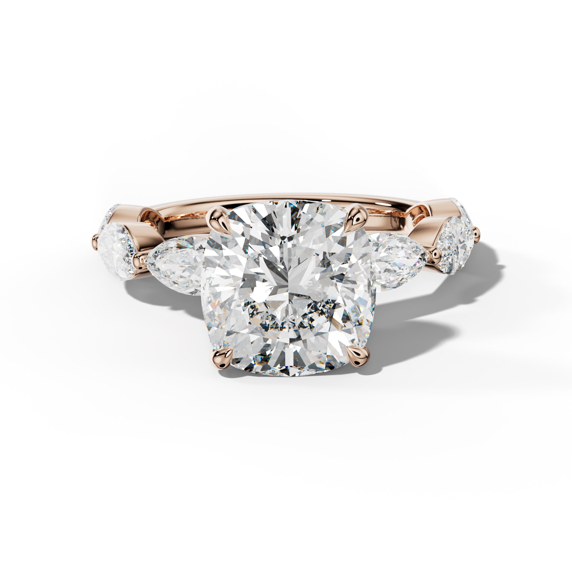 Diana Cushion Diamond Engagement Ring With East West Marquise Side Stones