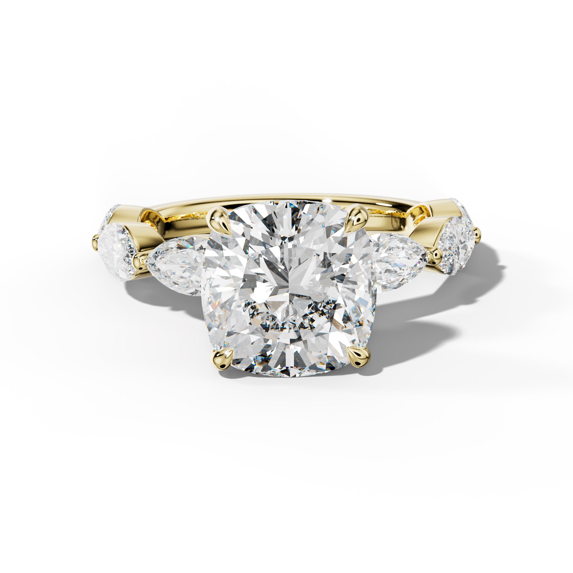 Diana Cushion Diamond Engagement Ring With East West Marquise Side Stones