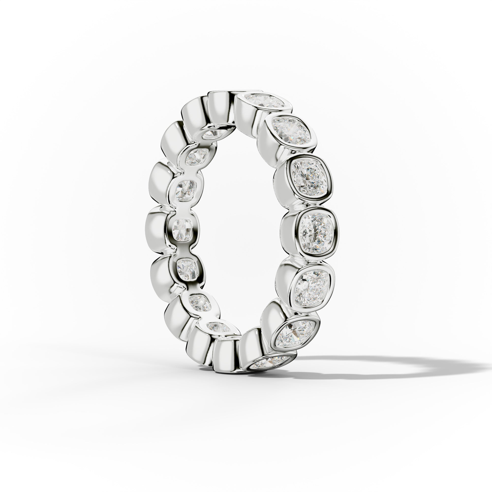 2.0 Carat Bezel Set Cushion Cut Diamond Eternity Band