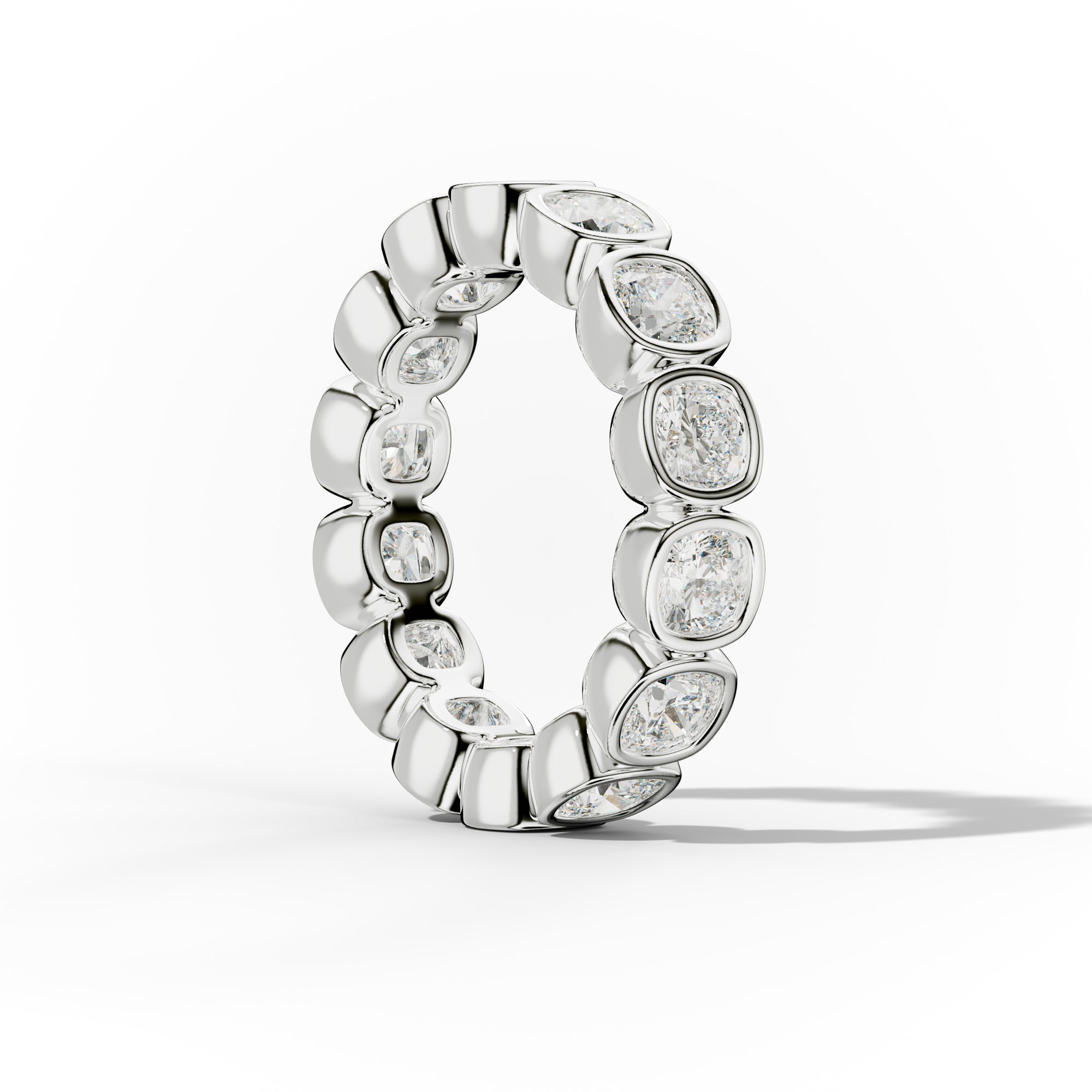 4.0 Carat Bezel Set Cushion Cut Diamond Eternity Band