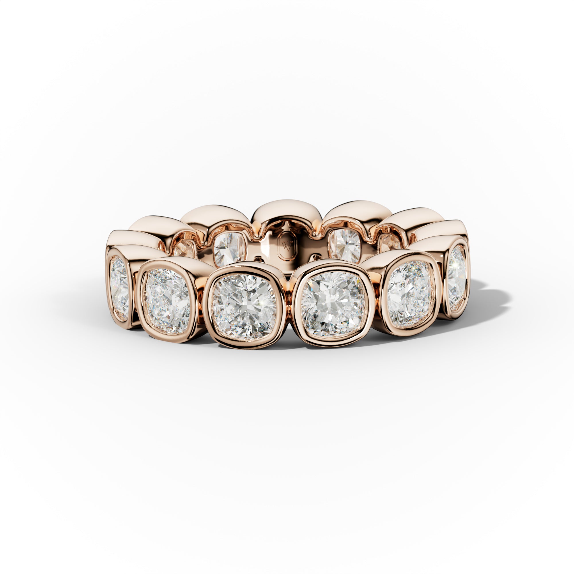 5.0 Carat Bezel Set Cushion Cut Diamond Eternity Band