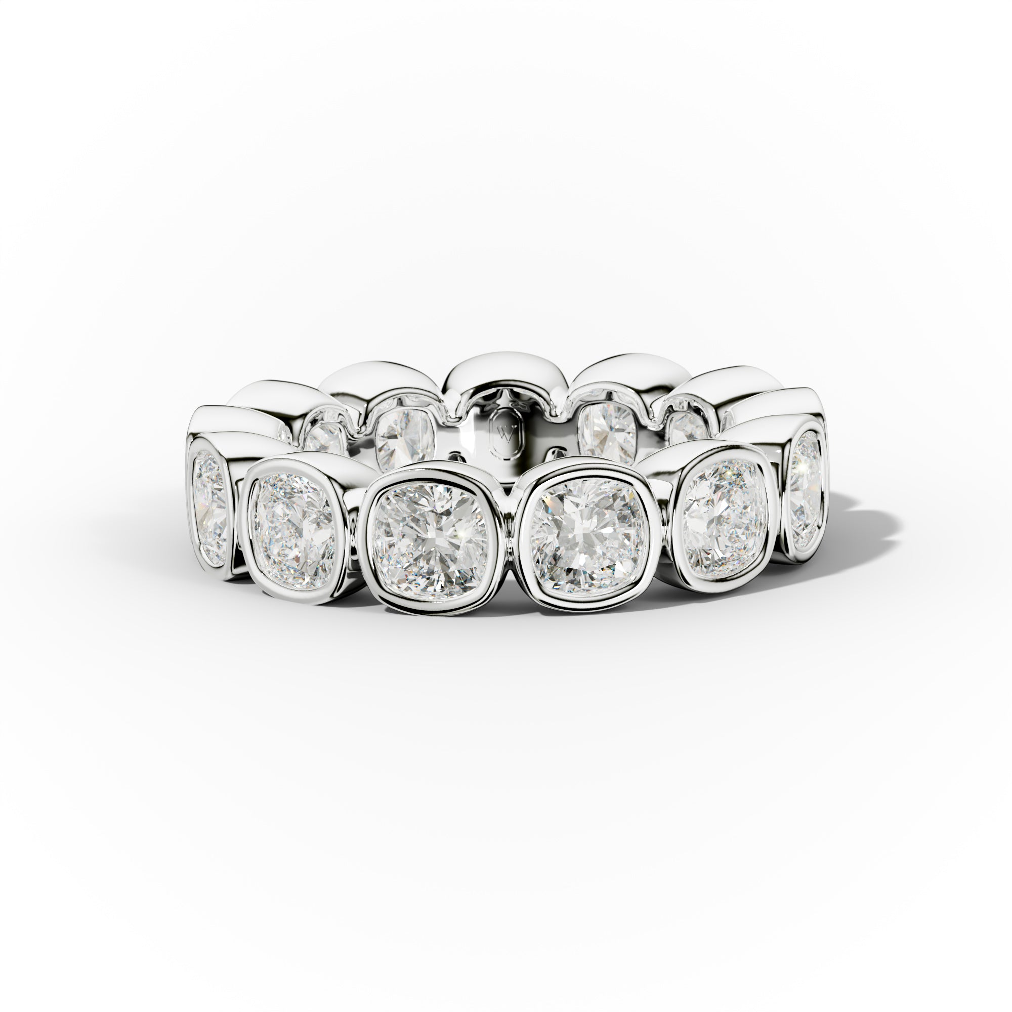 5.0 Carat Bezel Set Cushion Cut Diamond Eternity Band