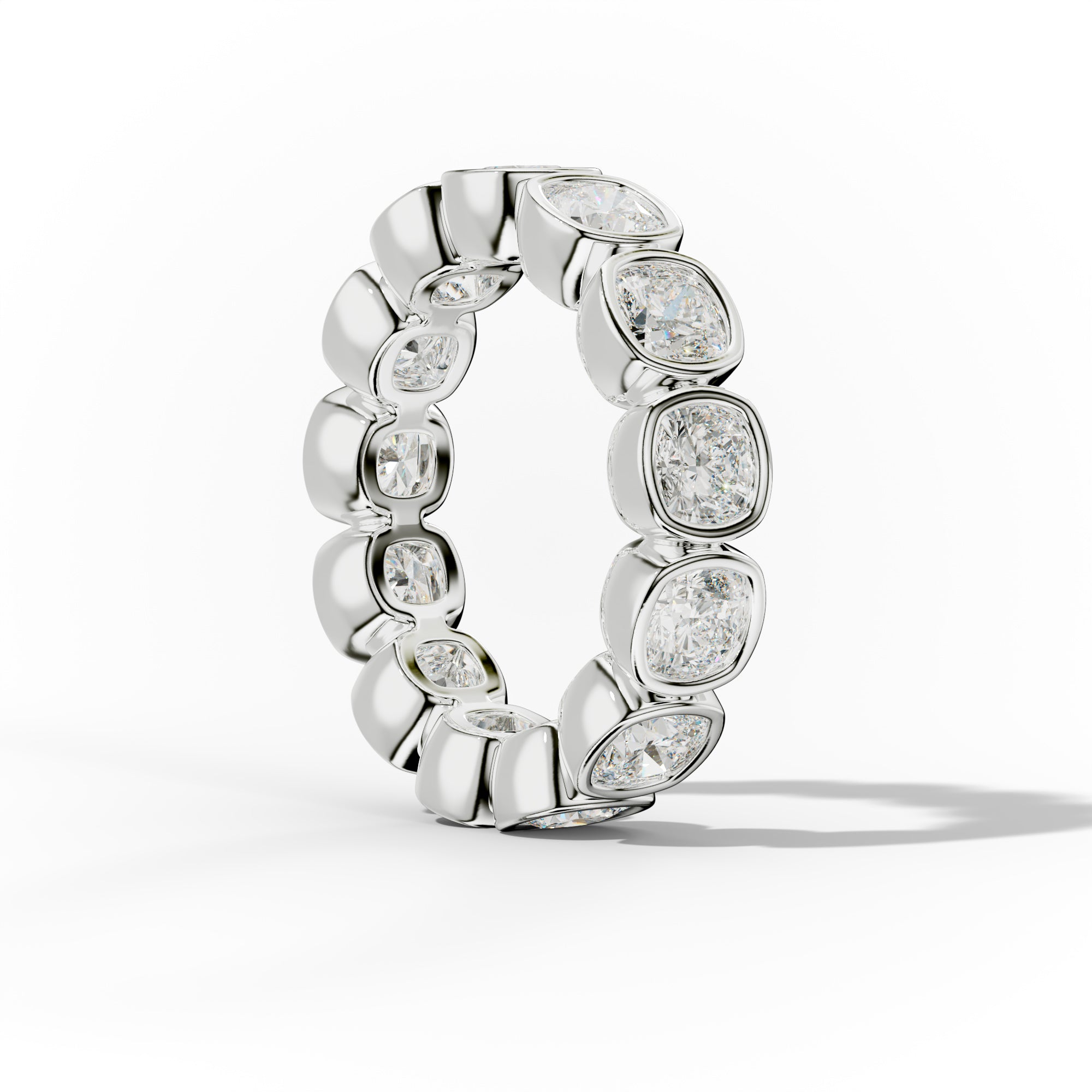 5.0 Carat Bezel Set Cushion Cut Diamond Eternity Band