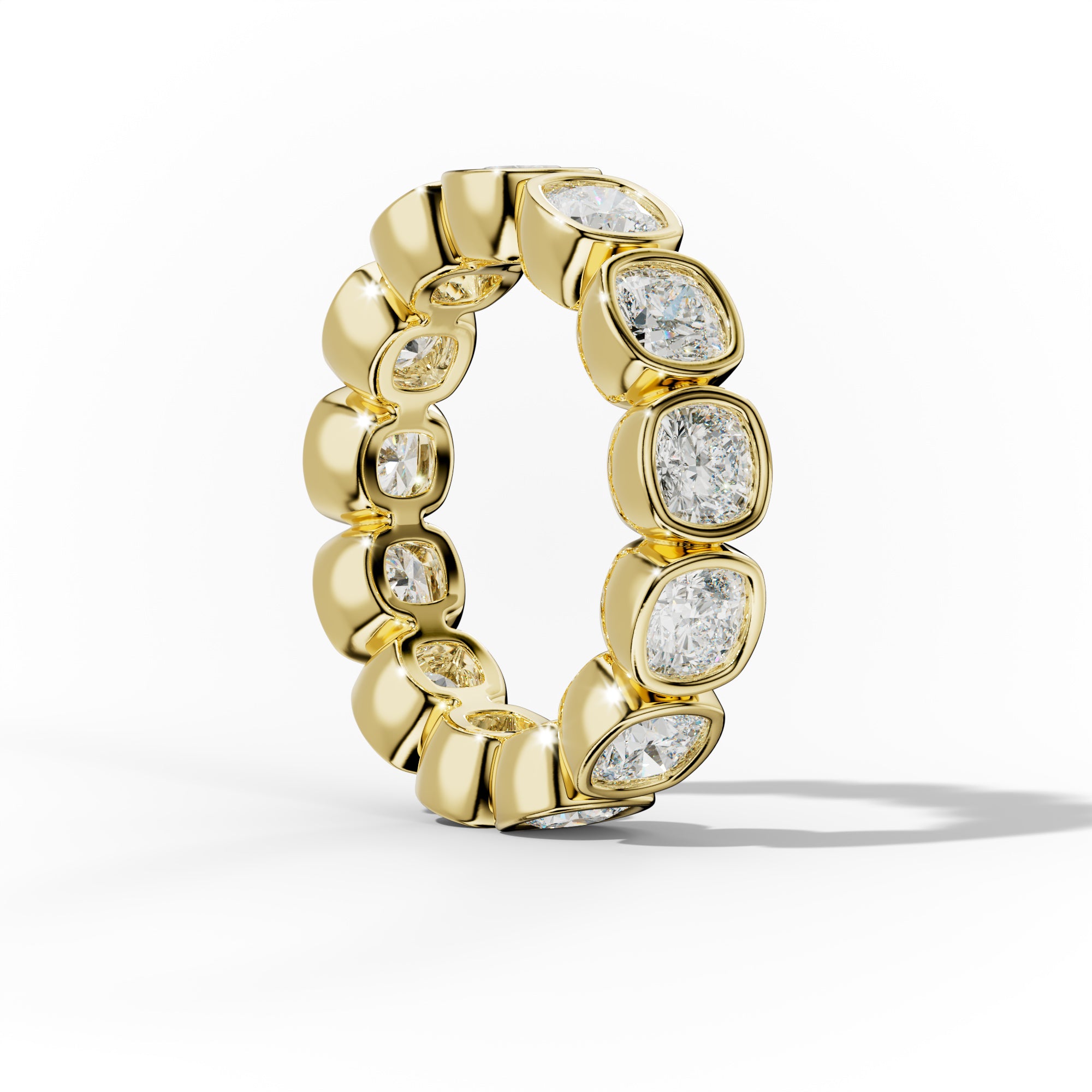 5.0 Carat Bezel Set Cushion Cut Diamond Eternity Band