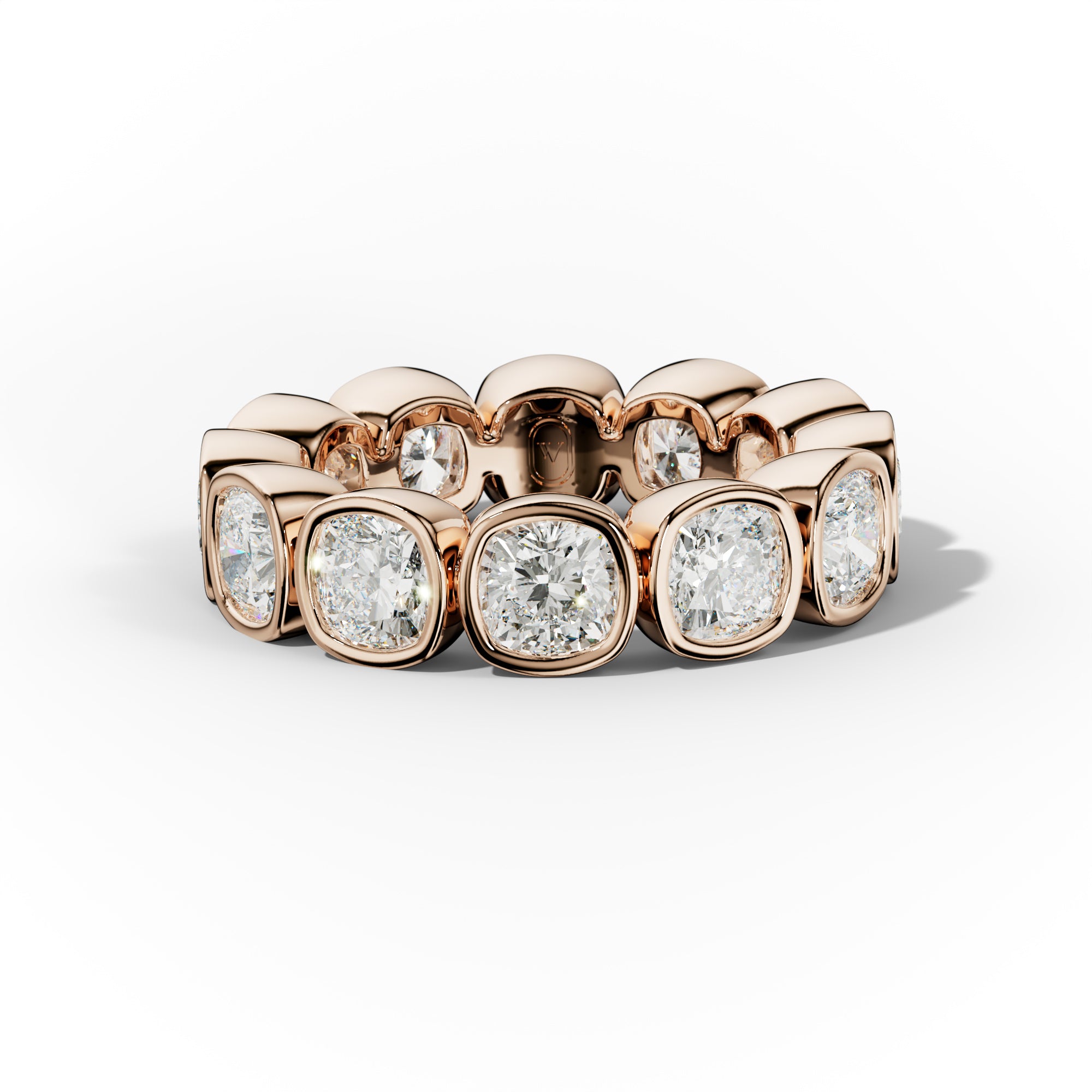 6.0 Carat Bezel Set Cushion Cut Diamond Eternity Band