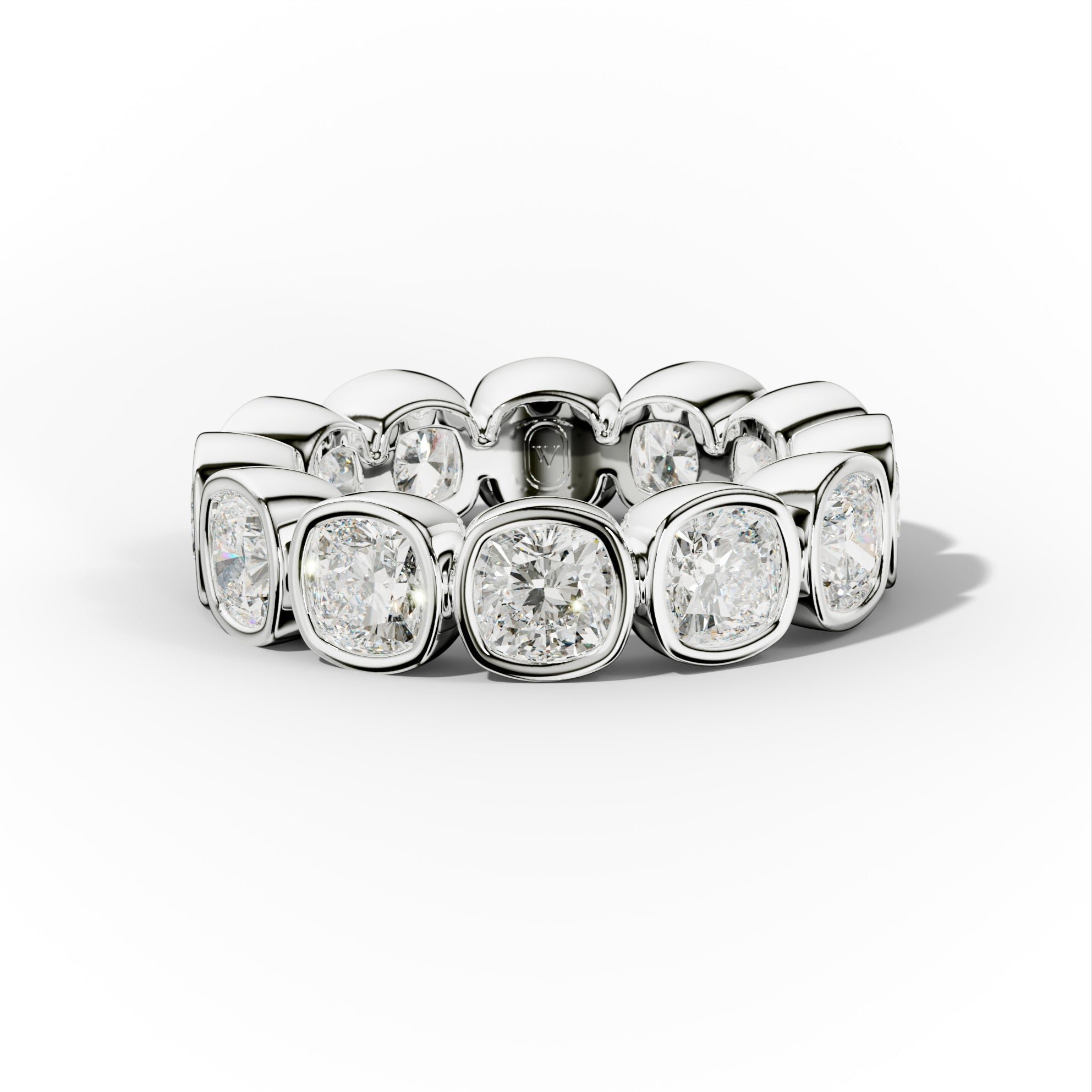 6.0 Carat Bezel Set Cushion Cut Diamond Eternity Band