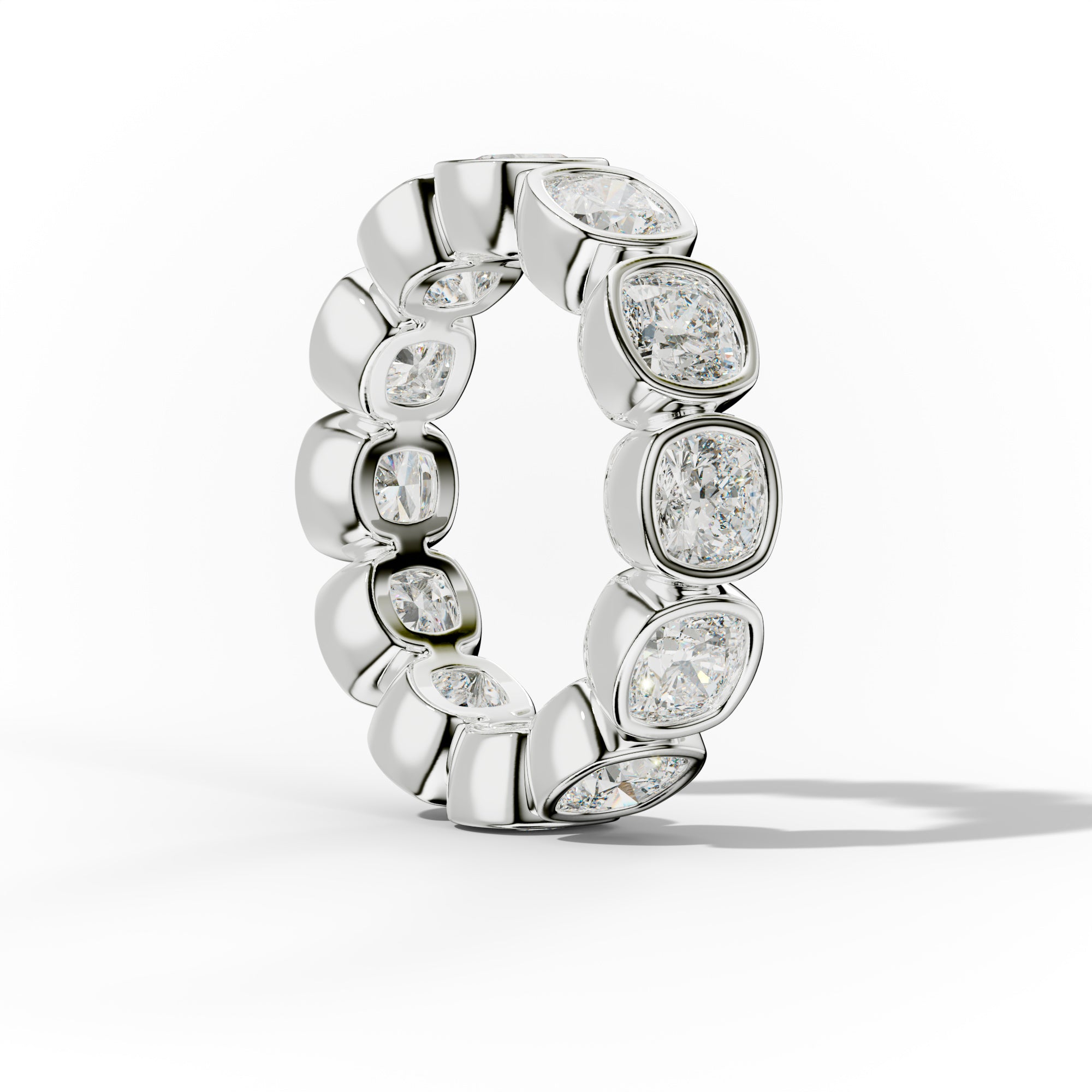 6.0 Carat Bezel Set Cushion Cut Diamond Eternity Band