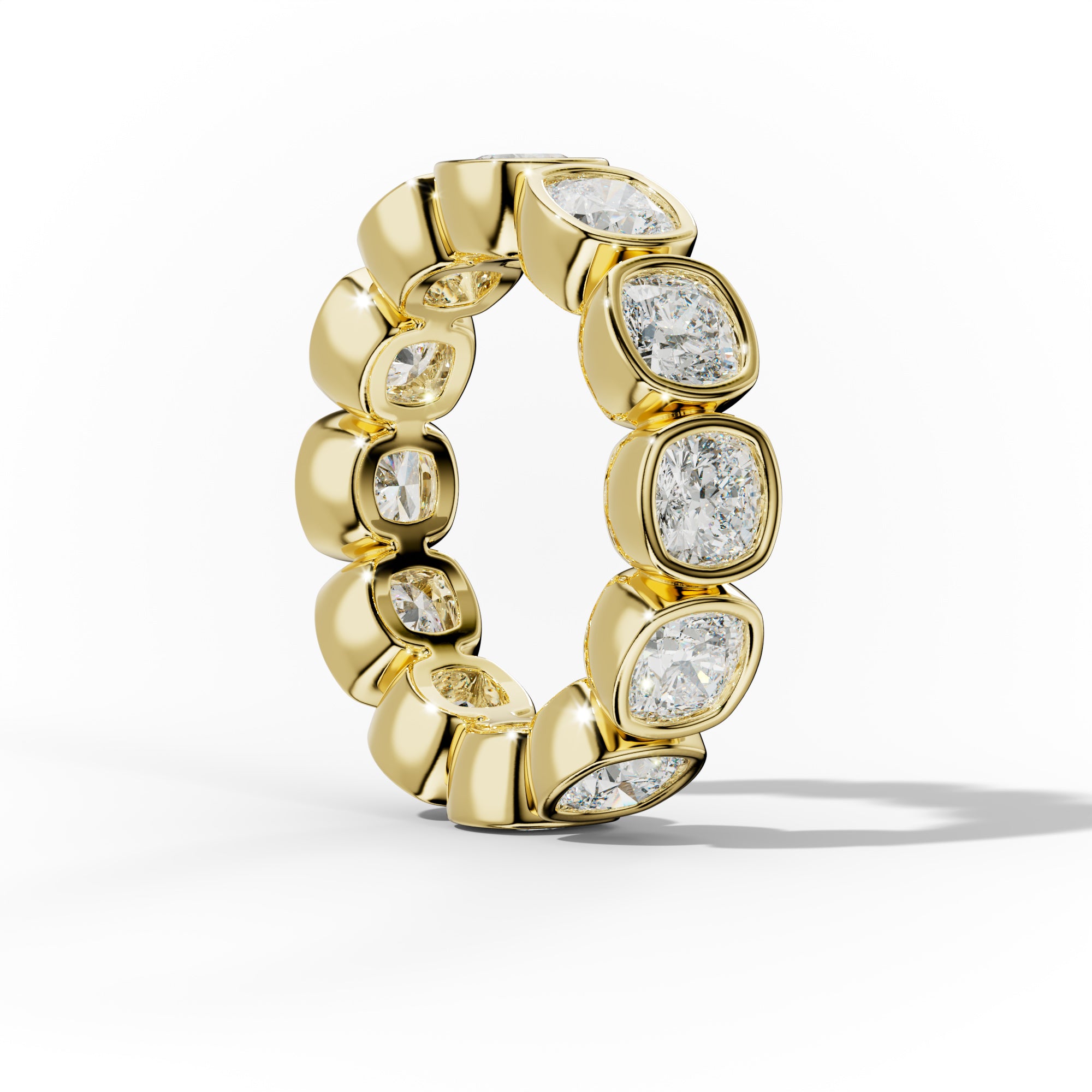 6.0 Carat Bezel Set Cushion Cut Diamond Eternity Band