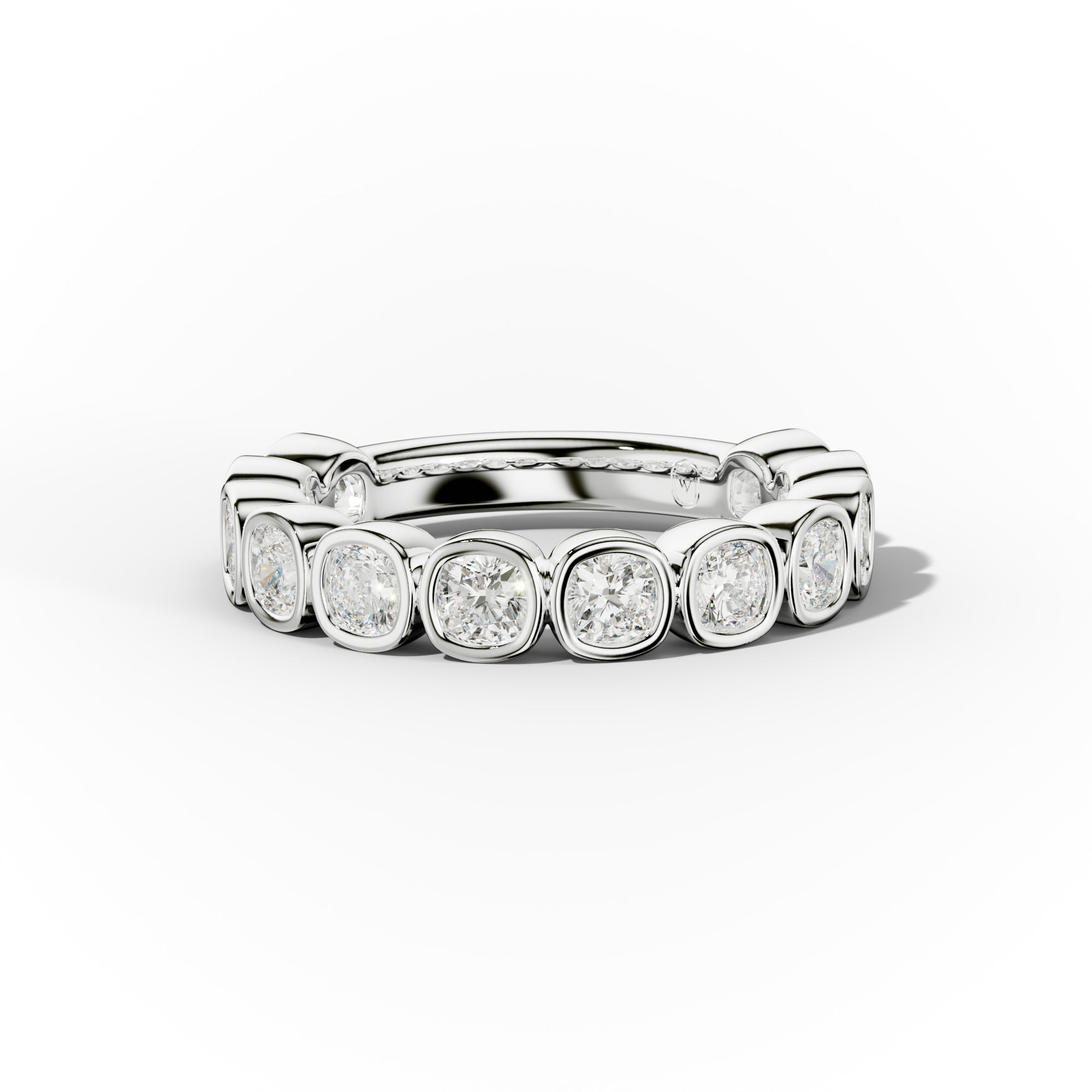 2.0 Carat Bezel Set Cushion Cut Diamond Anniversary Band