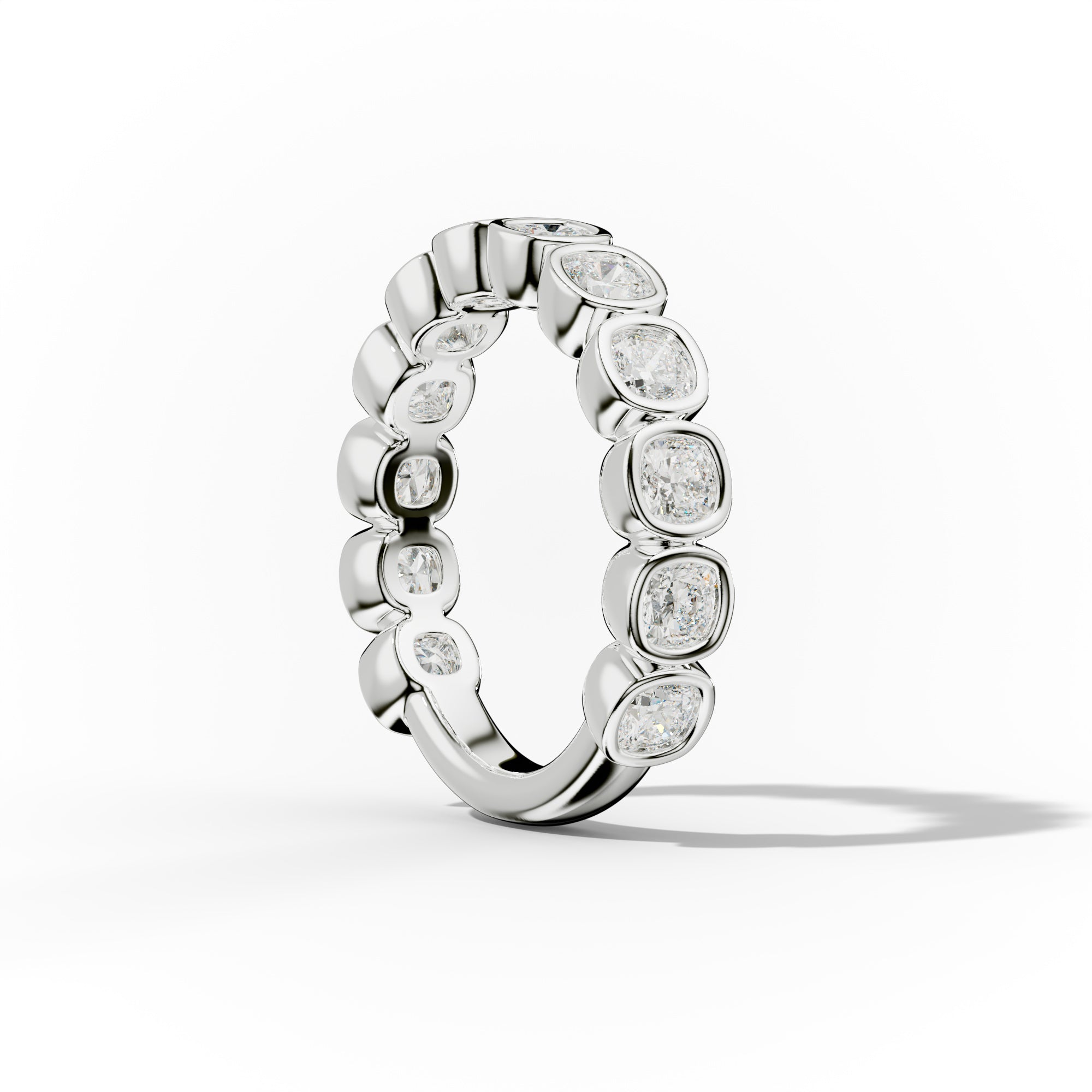 2.0 Carat Bezel Set Cushion Cut Diamond Anniversary Band