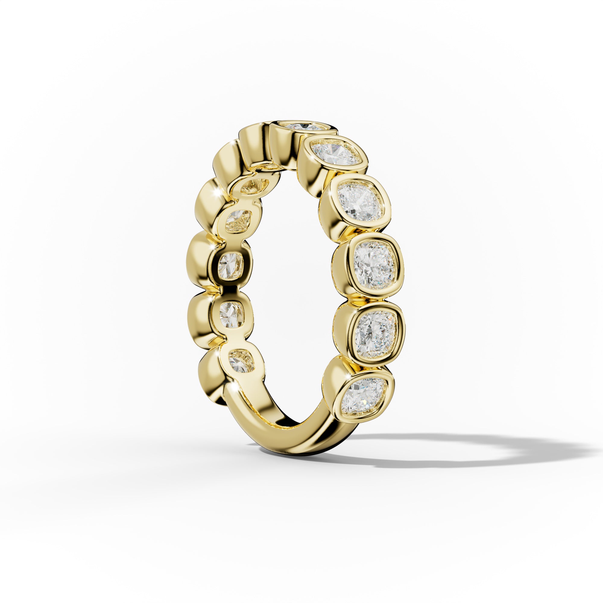 2.0 Carat Bezel Set Cushion Cut Diamond Anniversary Band