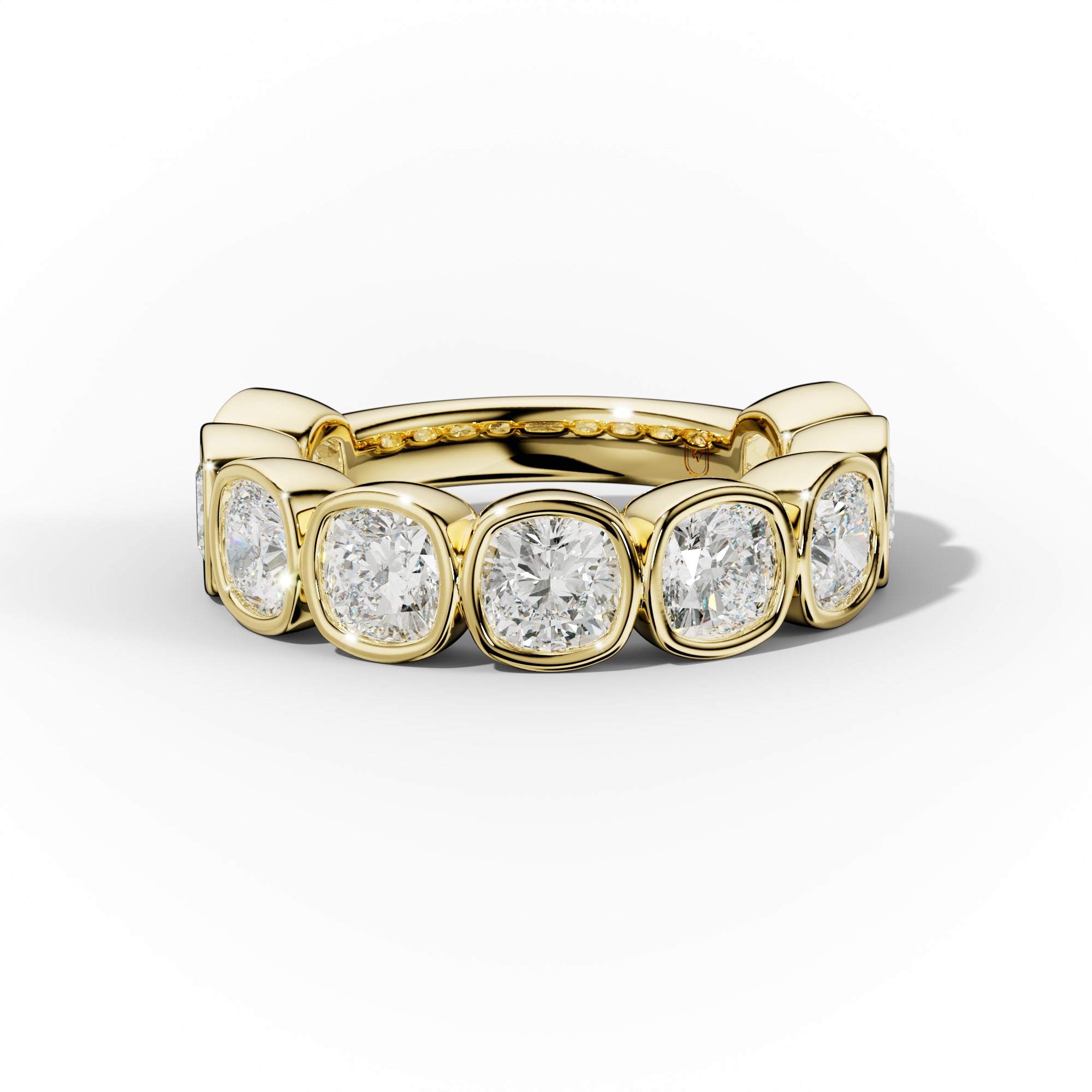 4.0 Carat Bezel Set Cushion Cut Diamond Anniversary Band