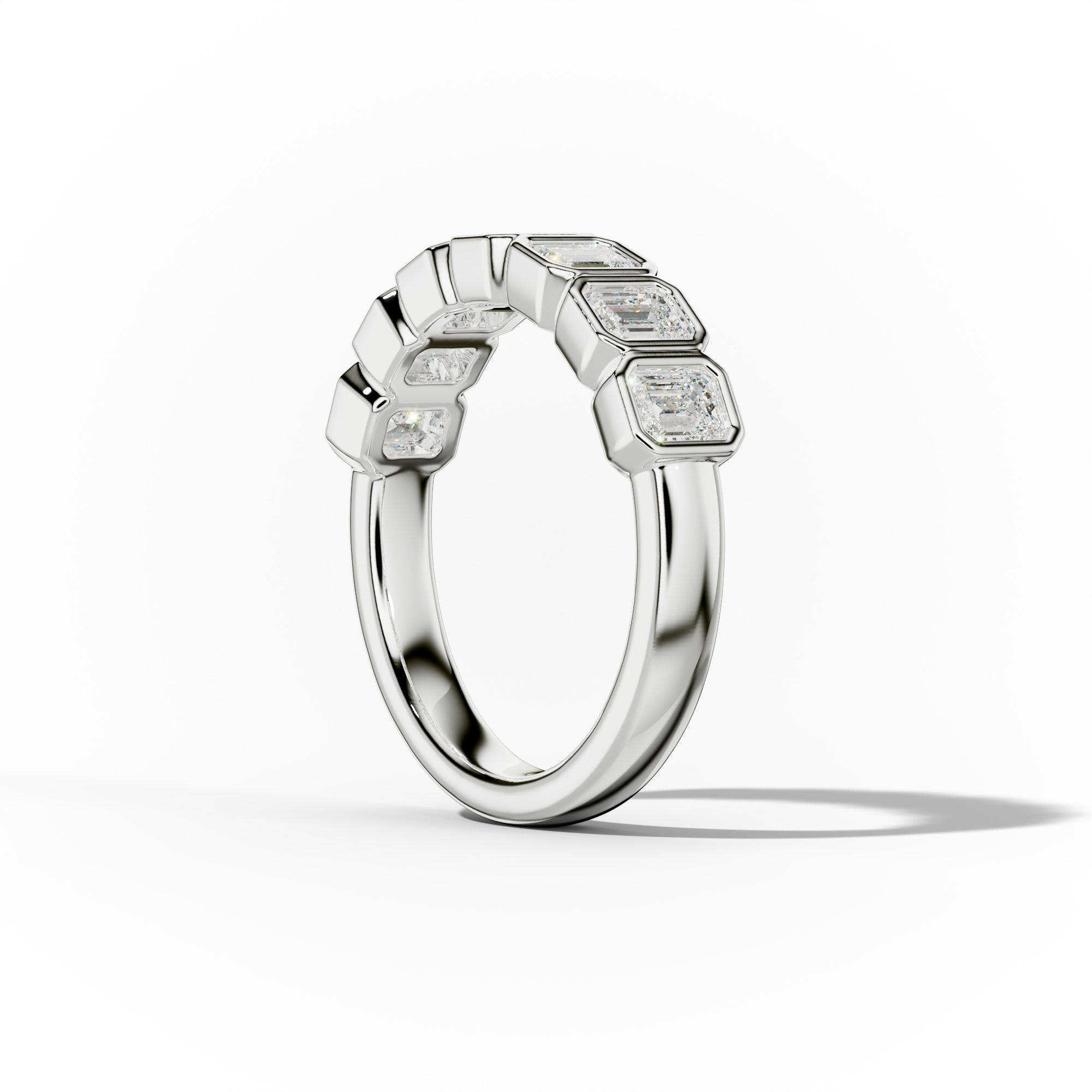 1.0 Carat Bezel Set Emerald Cut Diamond Anniversary Band
