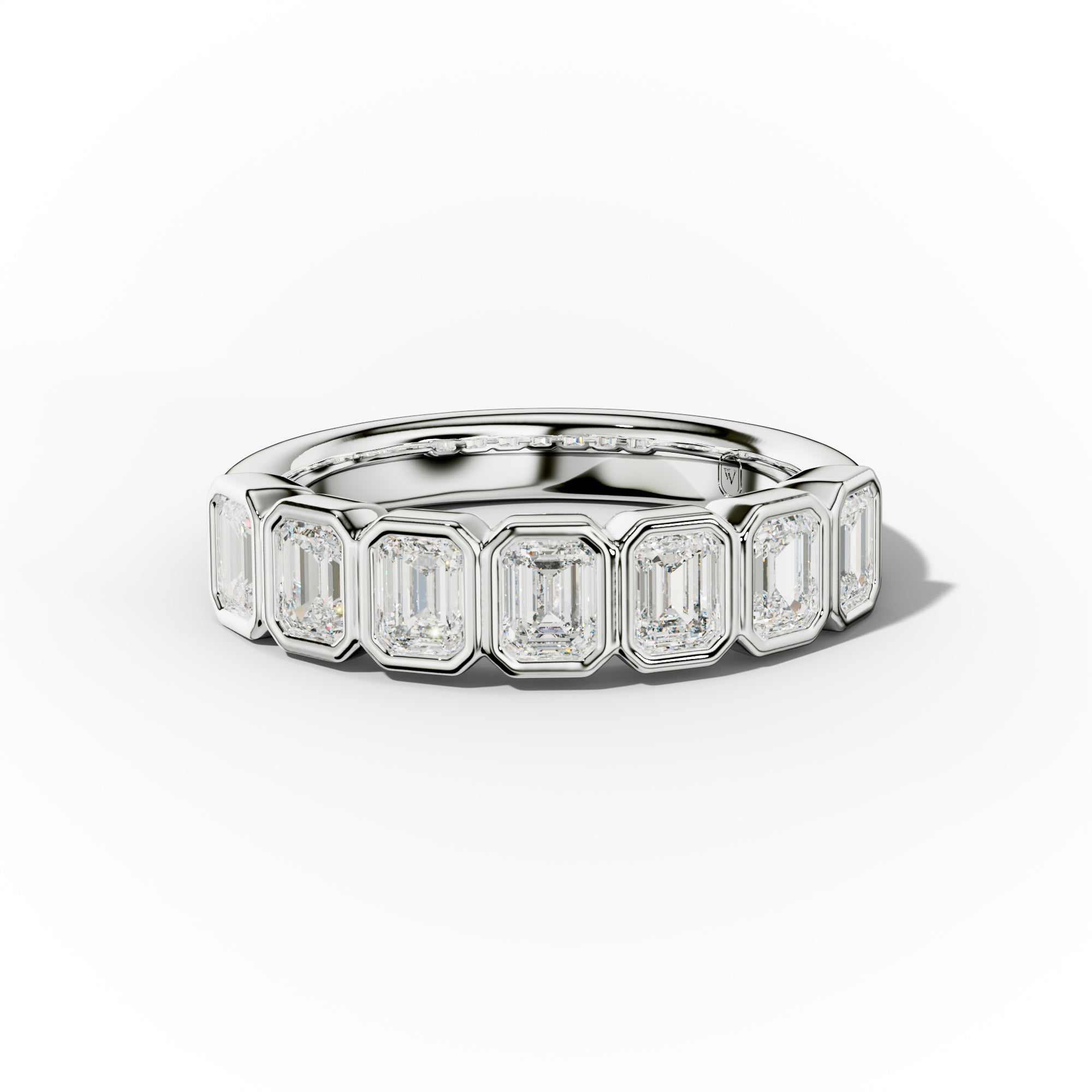 1.0 Carat Bezel Set Emerald Cut Diamond Anniversary Band