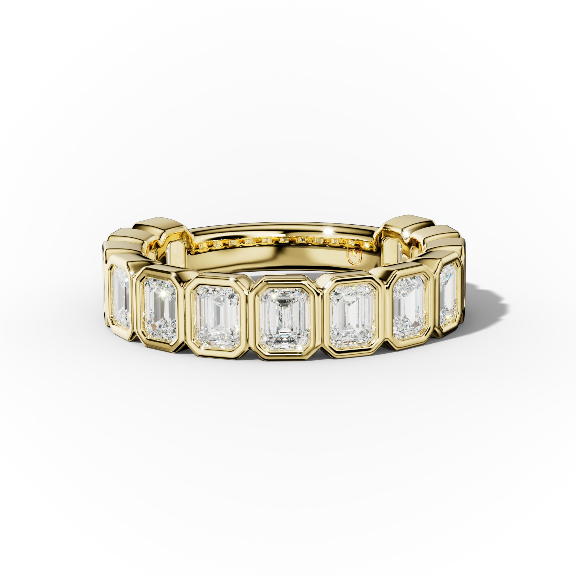 2.0 Carat Bezel Set Emerald Cut Diamond 3/4 Eternity Band