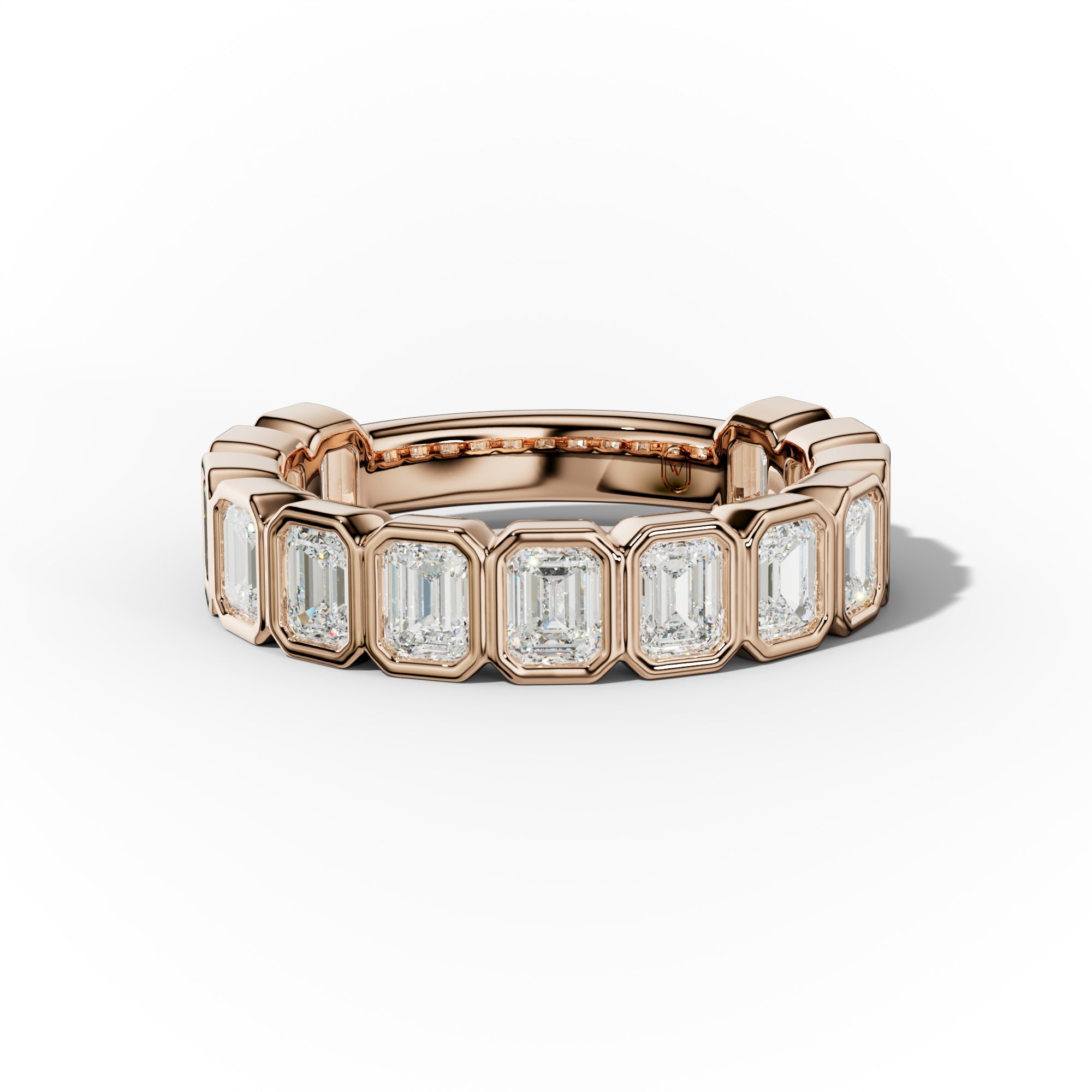 2.0 Carat Bezel Set Emerald Cut Diamond 3/4 Eternity Band