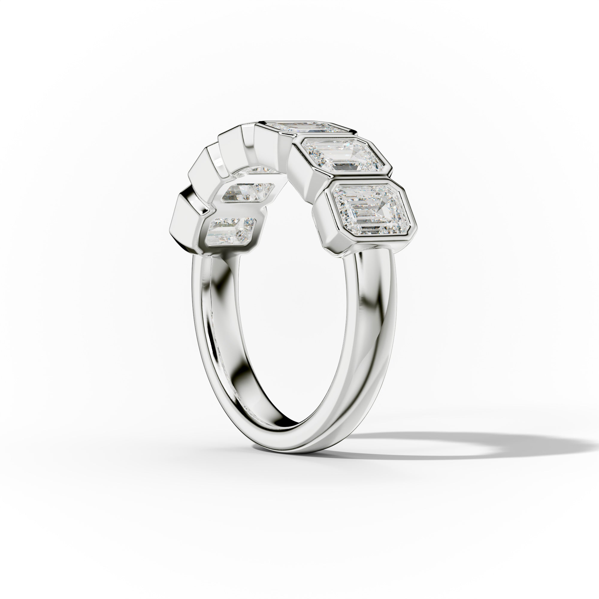 2.0 Carat Bezel Set Emerald Cut Diamond Anniversary Band