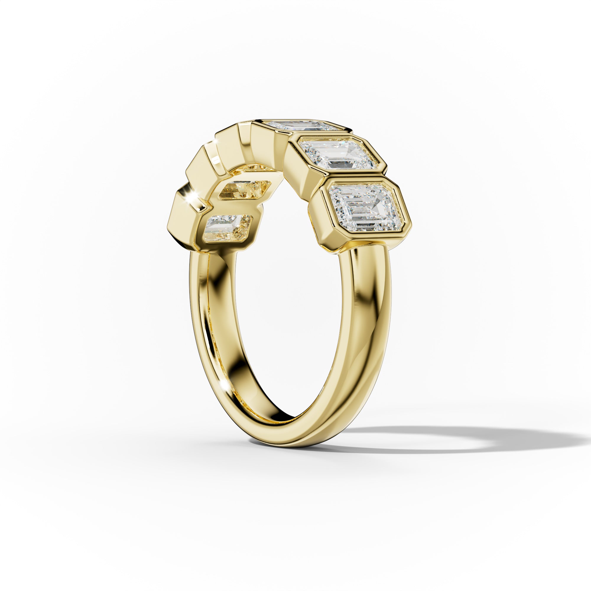 2.0 Carat Bezel Set Emerald Cut Diamond Anniversary Band