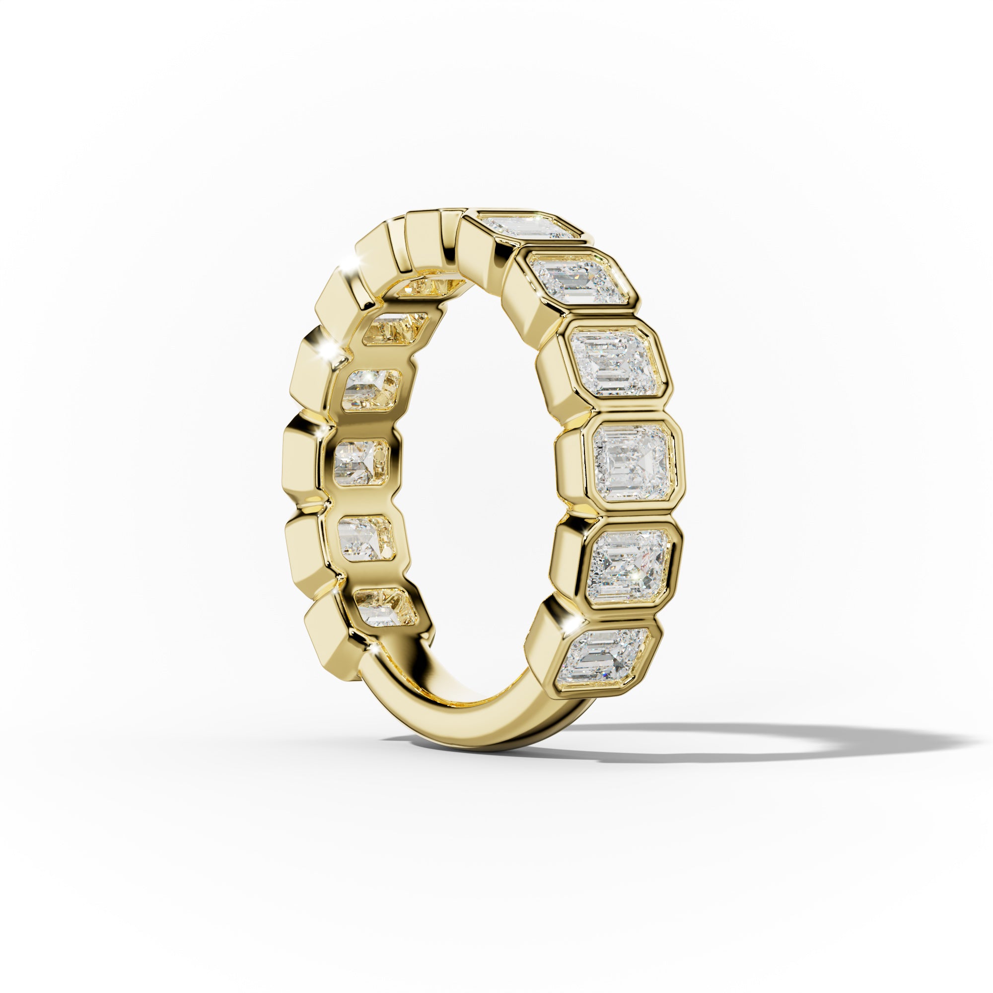 2.0 Carat Bezel Set Emerald Cut Diamond 3/4 Eternity Band