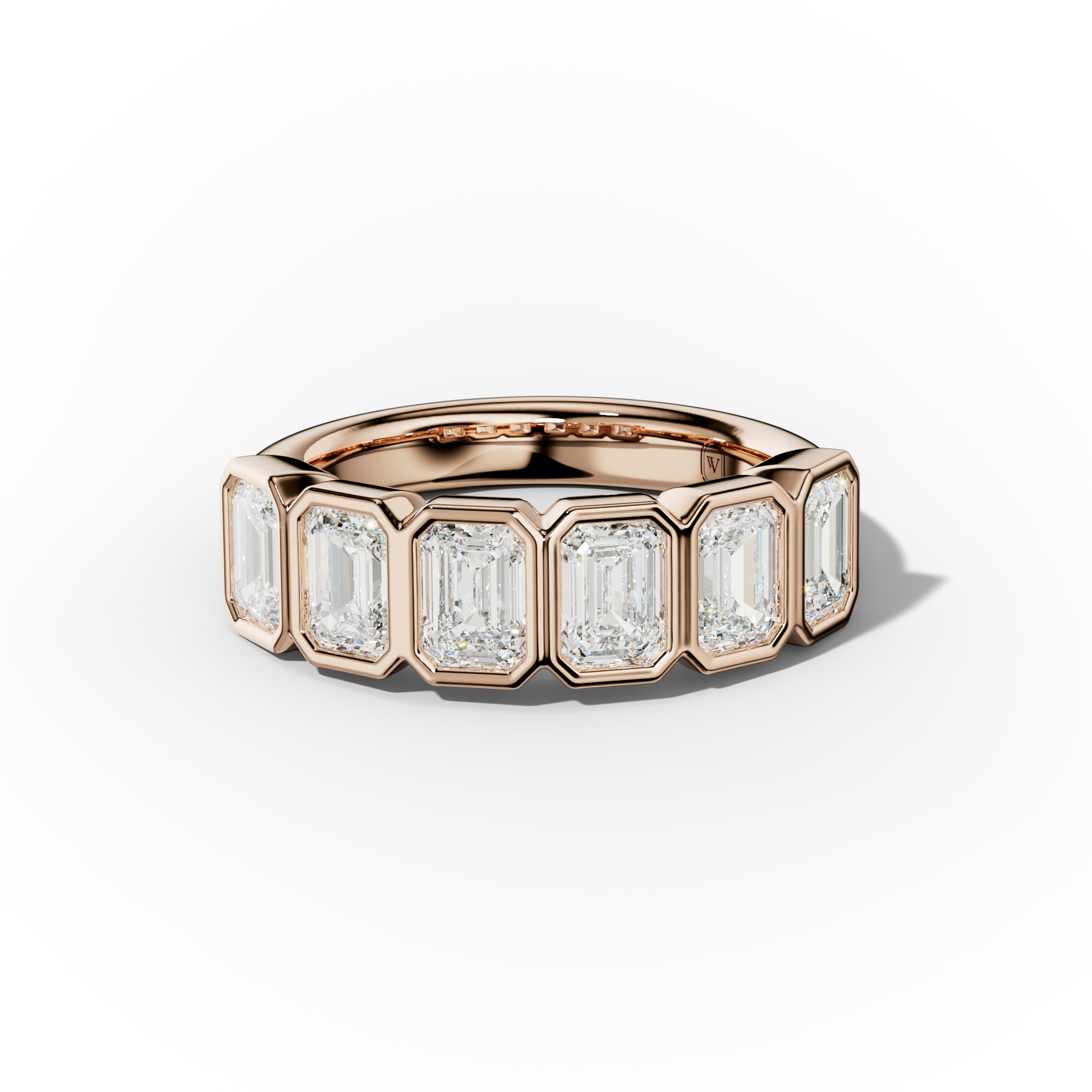 2.0 Carat Bezel Set Emerald Cut Diamond Anniversary Band