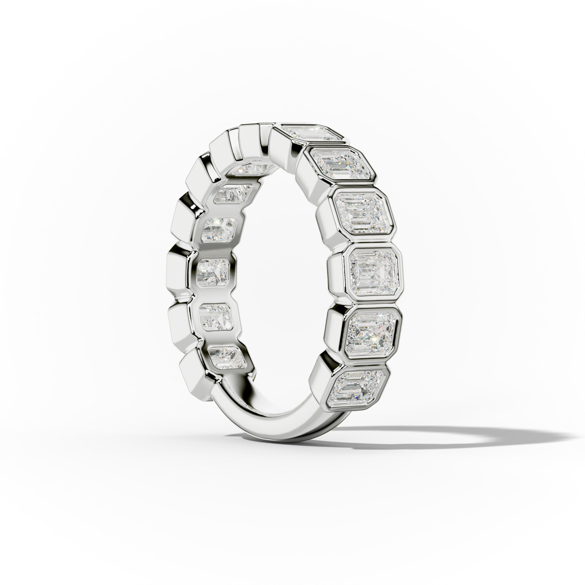 2.0 Carat Bezel Set Emerald Cut Diamond 3/4 Eternity Band