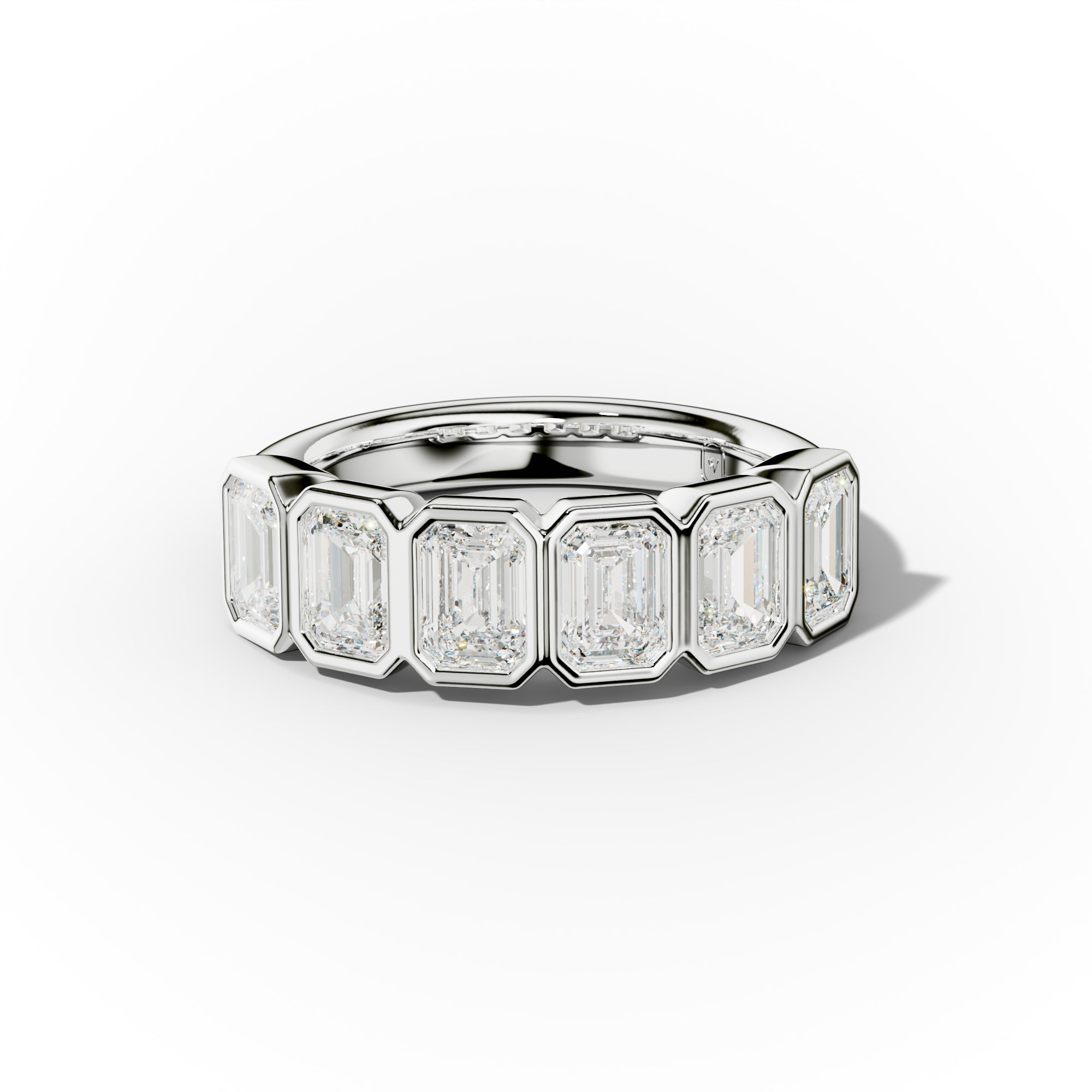 2.0 Carat Bezel Set Emerald Cut Diamond Anniversary Band