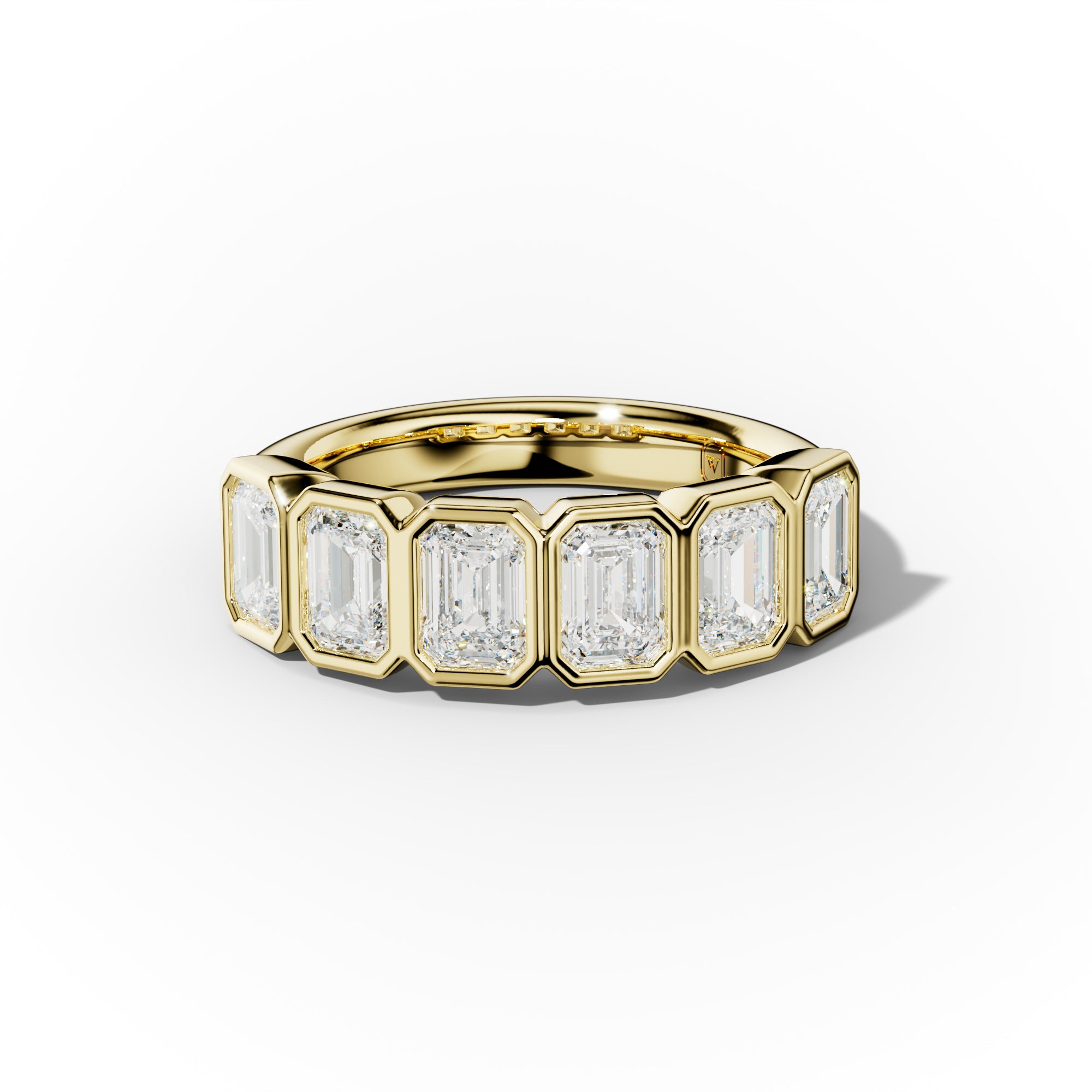 2.0 Carat Bezel Set Emerald Cut Diamond Anniversary Band