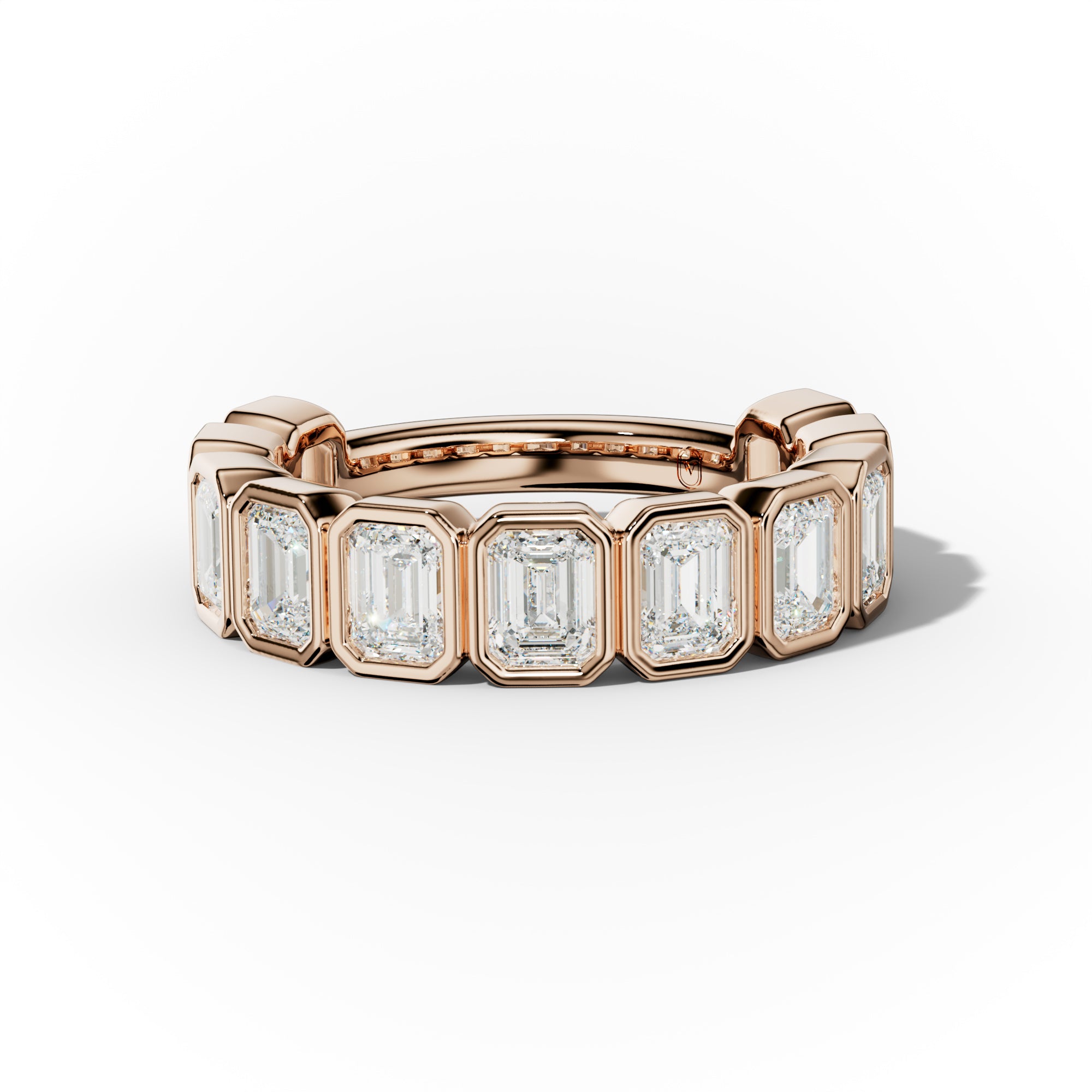 3.0 Carat Bezel Set Emerald Cut Diamond Anniversary Band