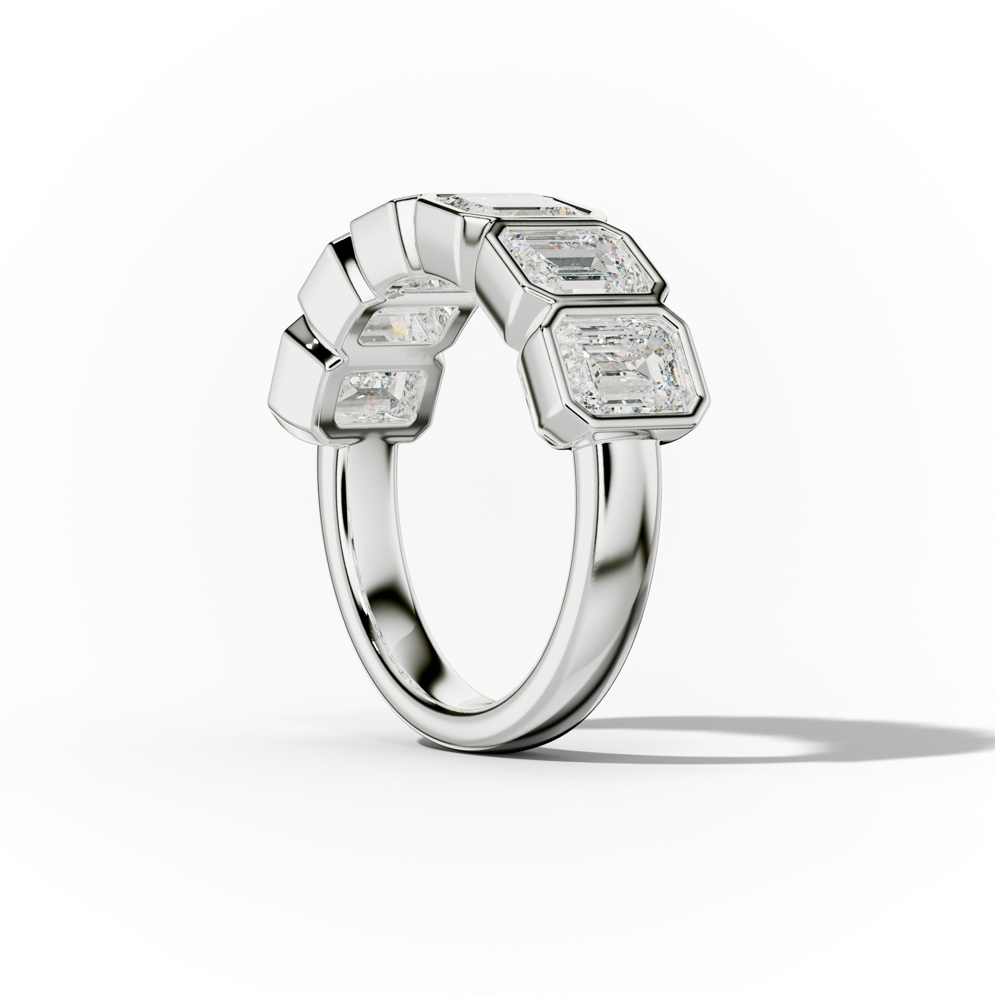 3.0 Carat Bezel Set Emerald Cut Diamond Anniversary Band