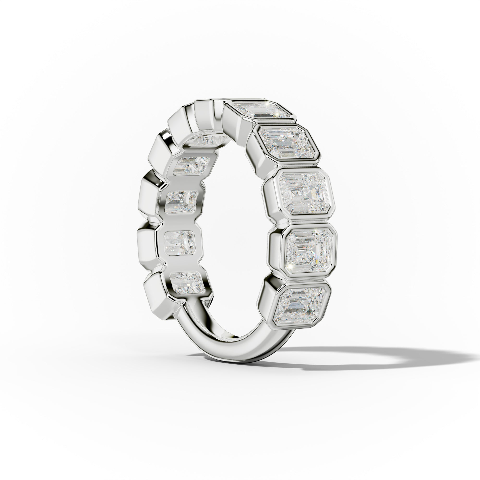 3.0 Carat Bezel Set Emerald Cut Diamond Anniversary Band