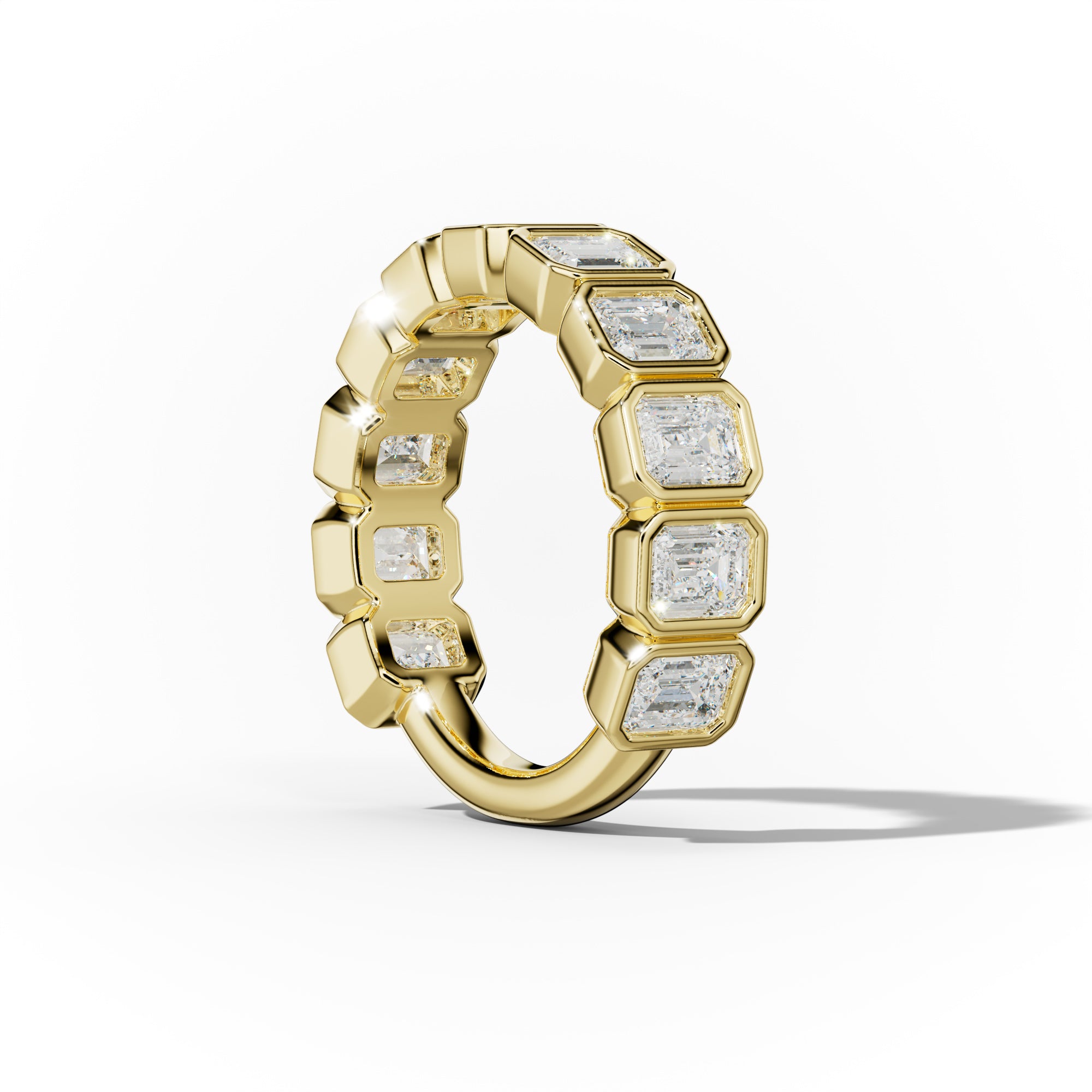 3.0 Carat Bezel Set Emerald Cut Diamond Anniversary Band