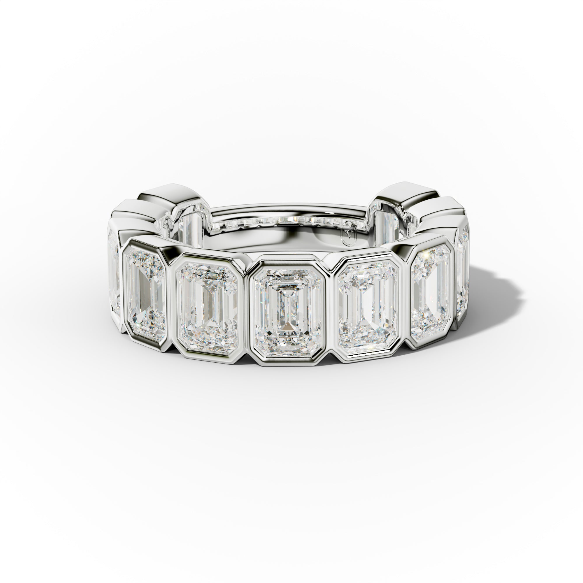 6.0 Carat Bezel Set Emerald Cut Diamond Anniversary Band
