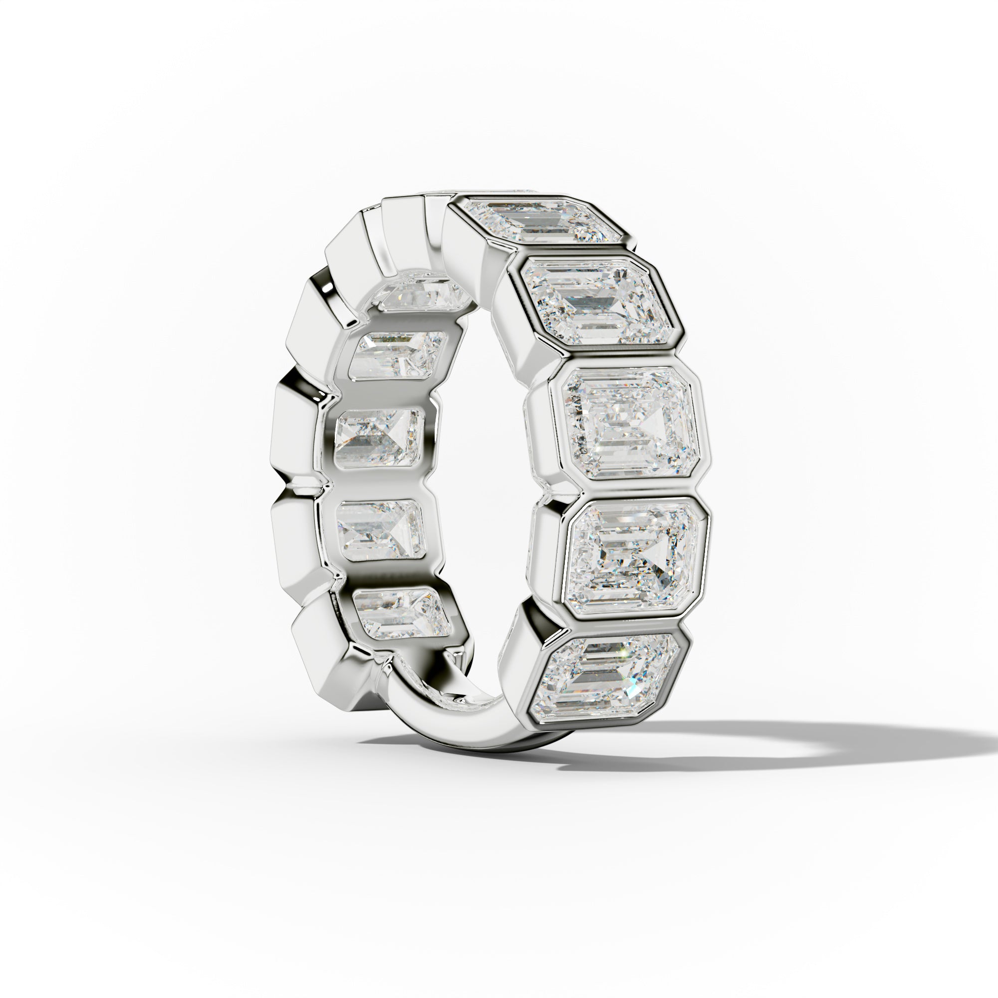 6.0 Carat Bezel Set Emerald Cut Diamond Anniversary Band