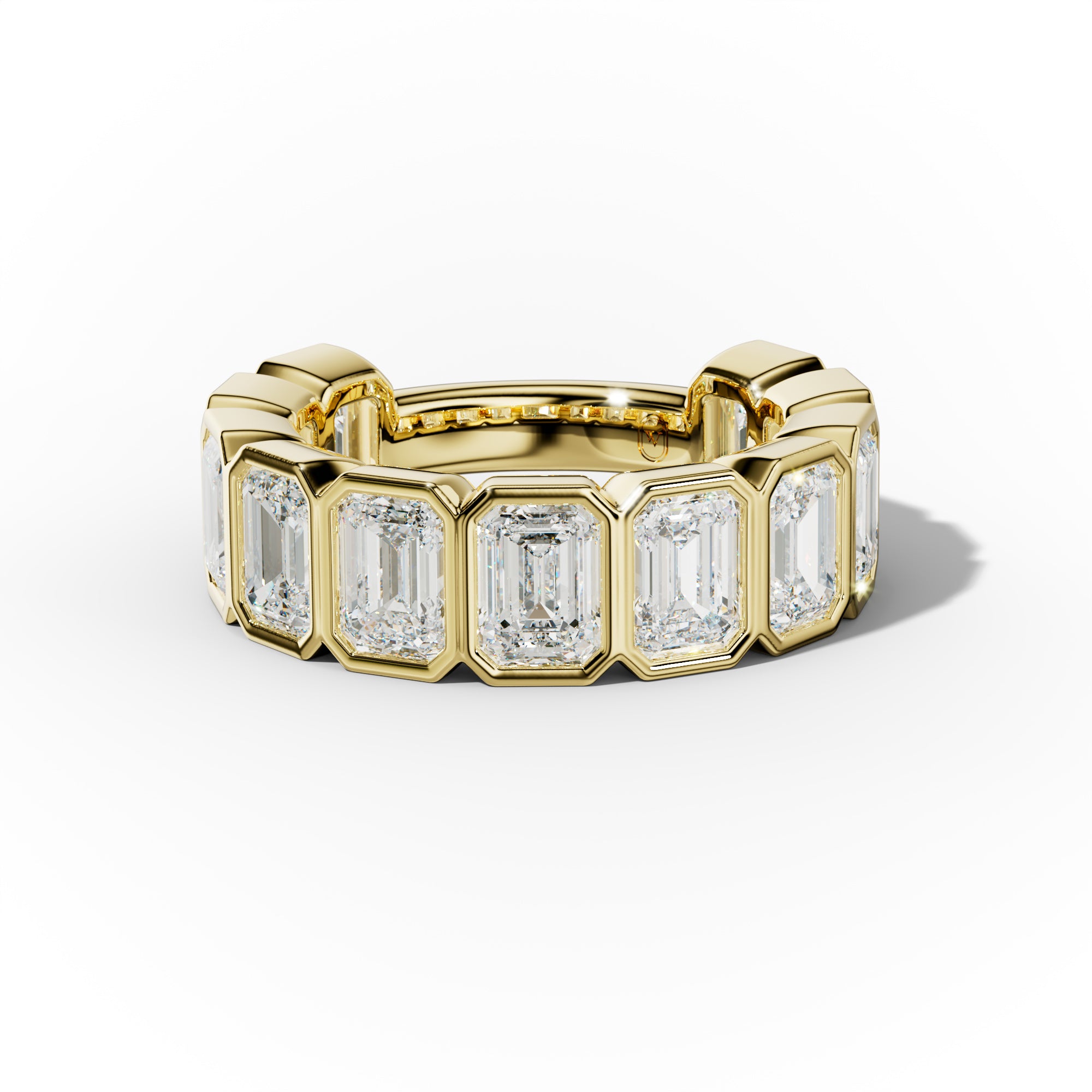 6.0 Carat Bezel Set Emerald Cut Diamond Anniversary Band