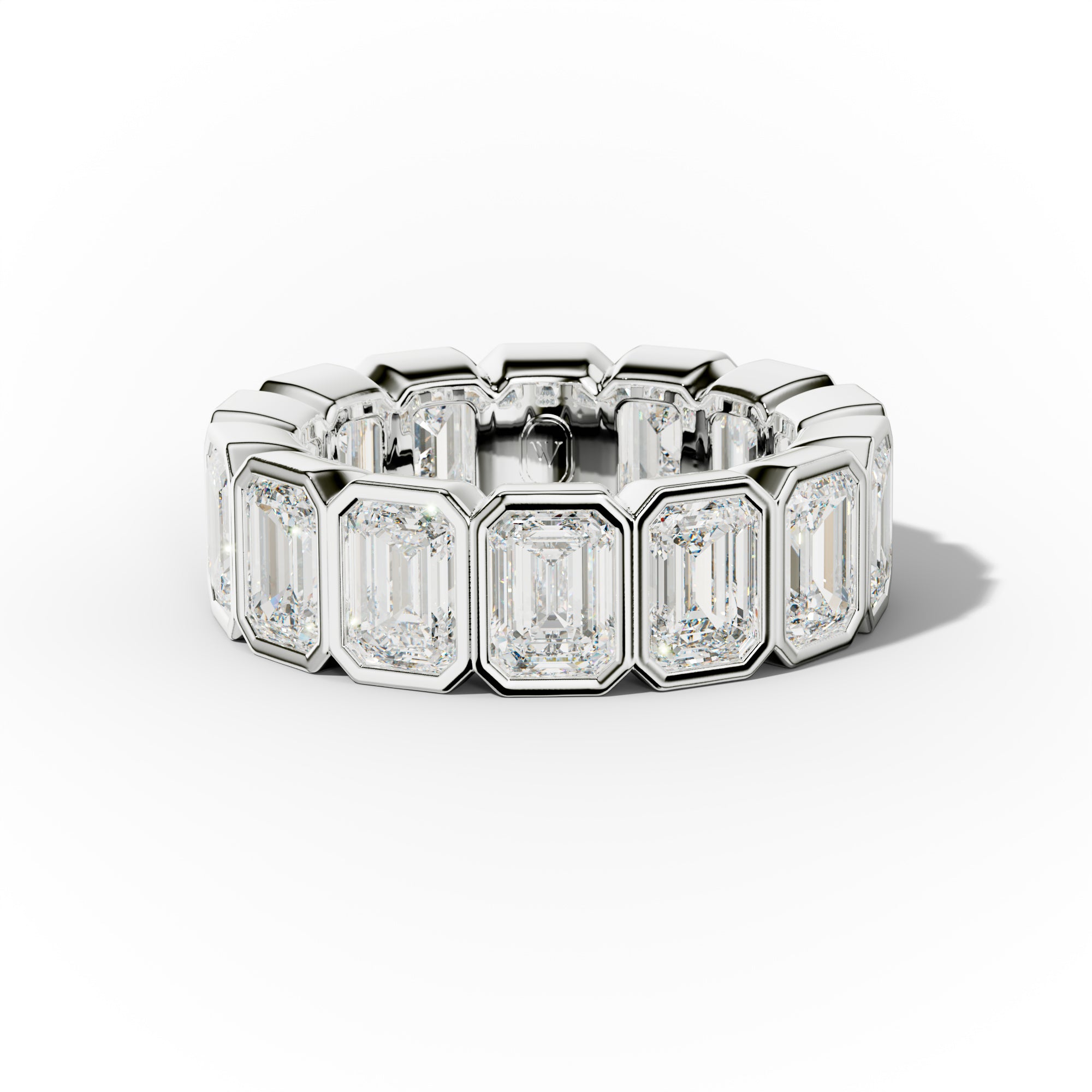 7.0 Carat Bezel Set Emerald Cut Diamond Eternity Band
