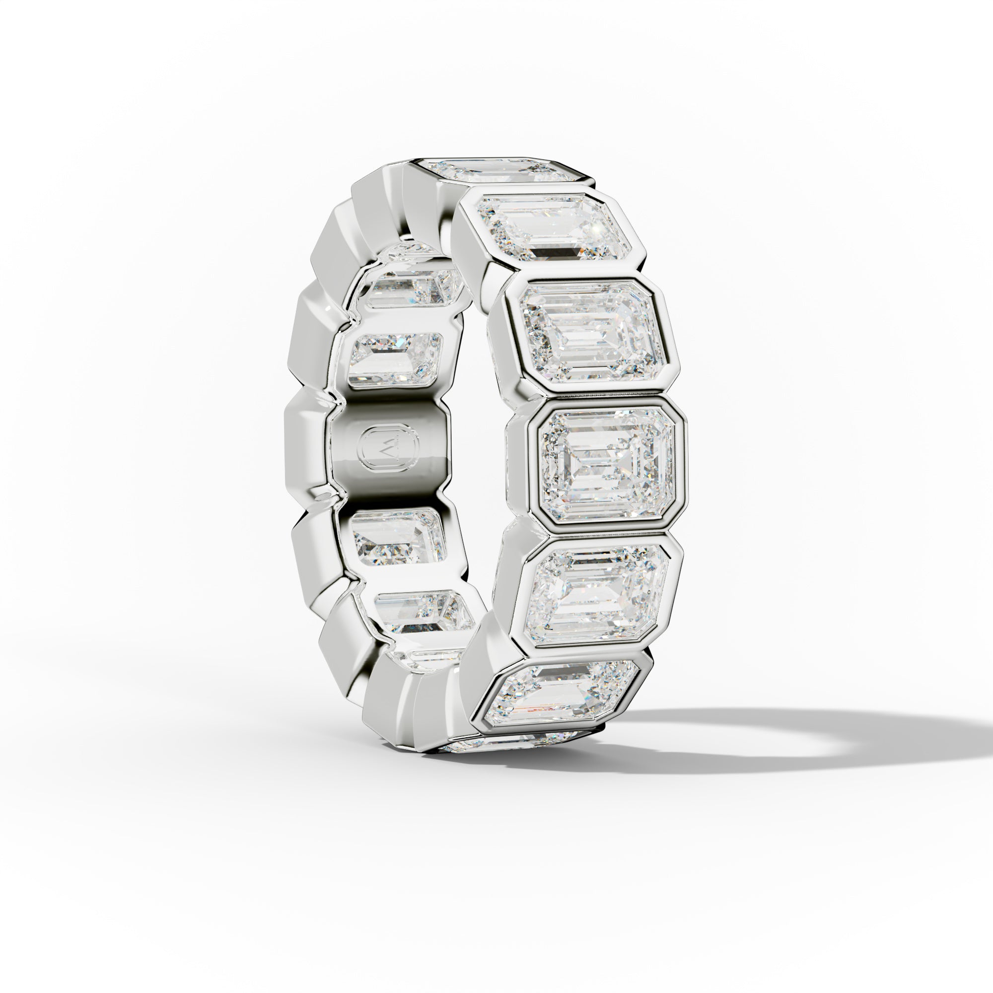 7.0 Carat Bezel Set Emerald Cut Diamond Eternity Band