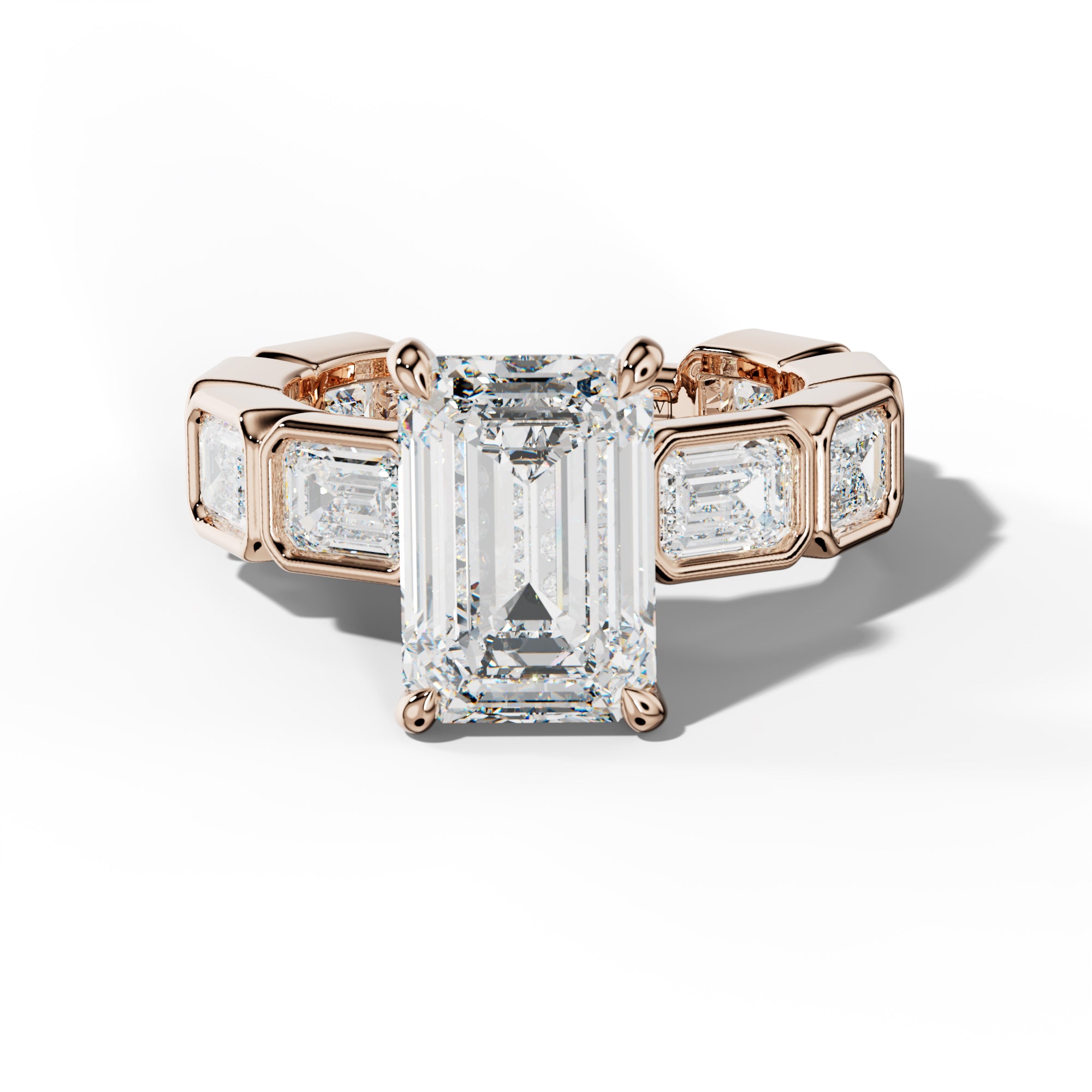Jessie Emerald Cut Engagement Ring With East West Emerald Side Stones