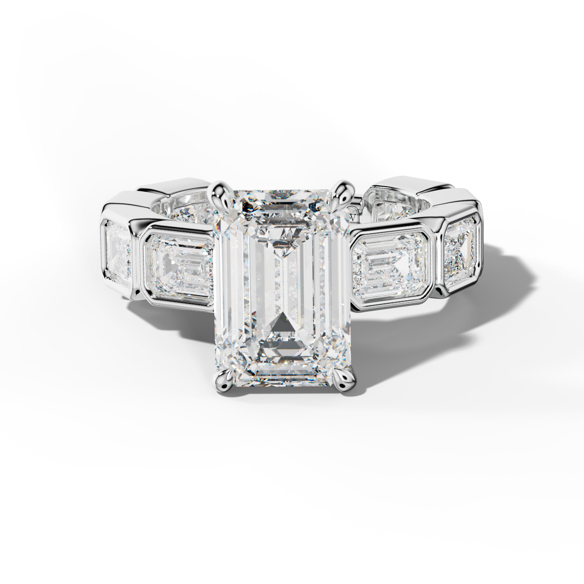 Jessie Emerald Cut Engagement Ring With East West Emerald Side Stones