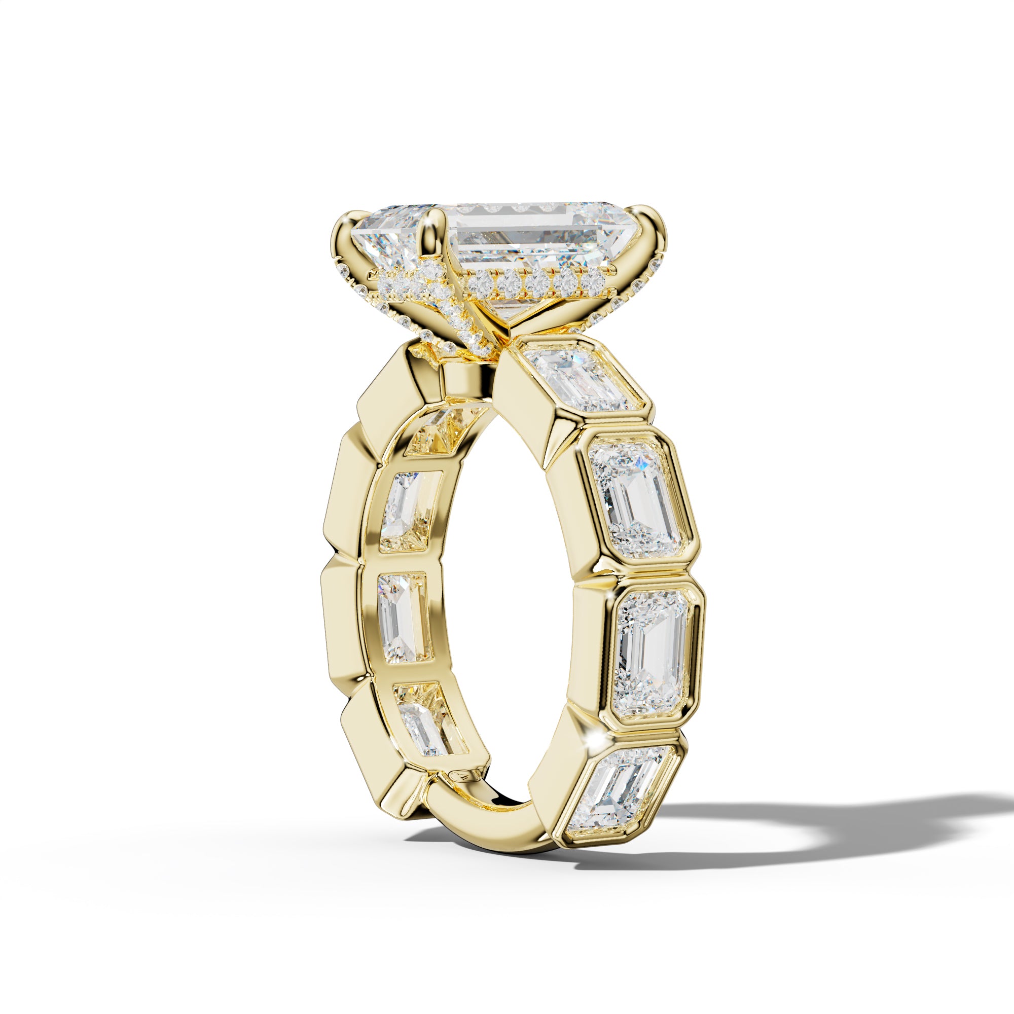 Jessie Emerald Cut Engagement Ring With East West Emerald Side Stones