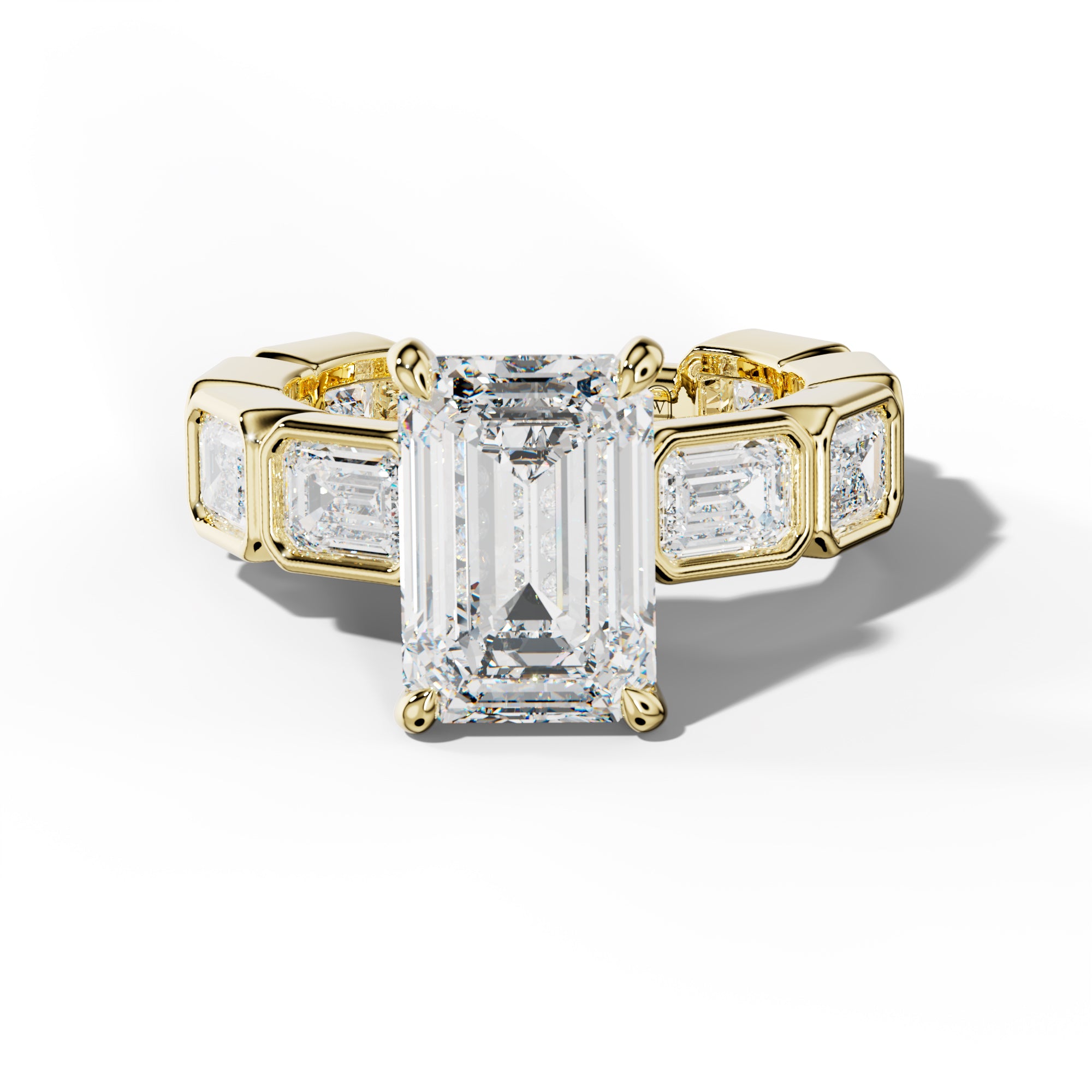 Jessie Emerald Cut Engagement Ring With East West Emerald Side Stones