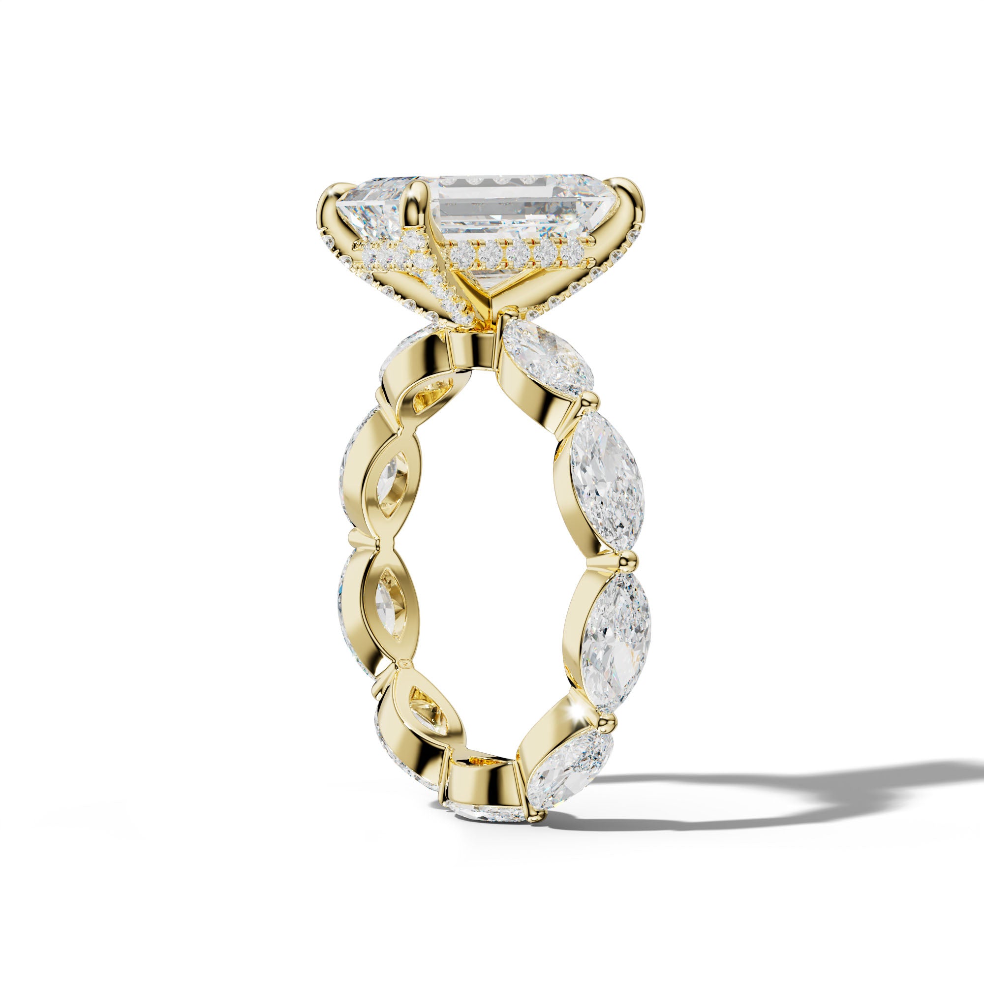 Maria Emerald Cut Engagement Ring With East West Marquise Side Stones