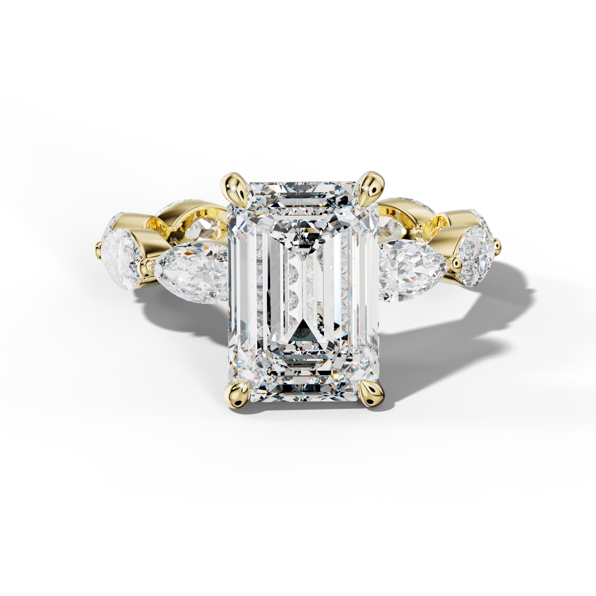Maria Emerald Cut Engagement Ring With East West Marquise Side Stones