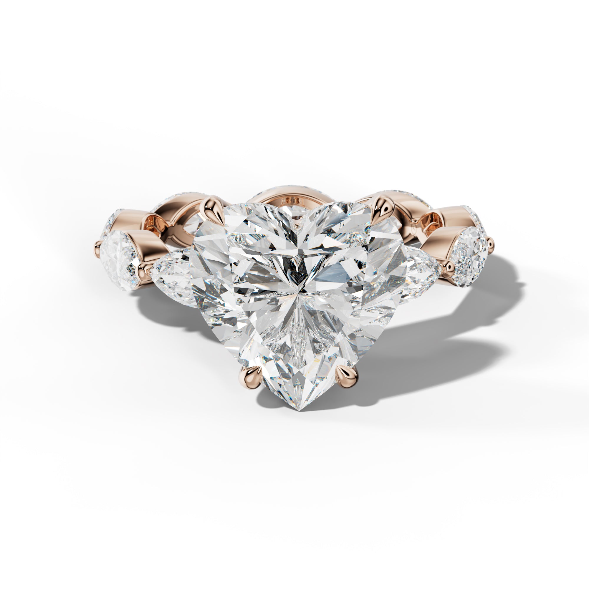 Maria Heart Diamond Engagement Ring With East West Marquise Side Stones