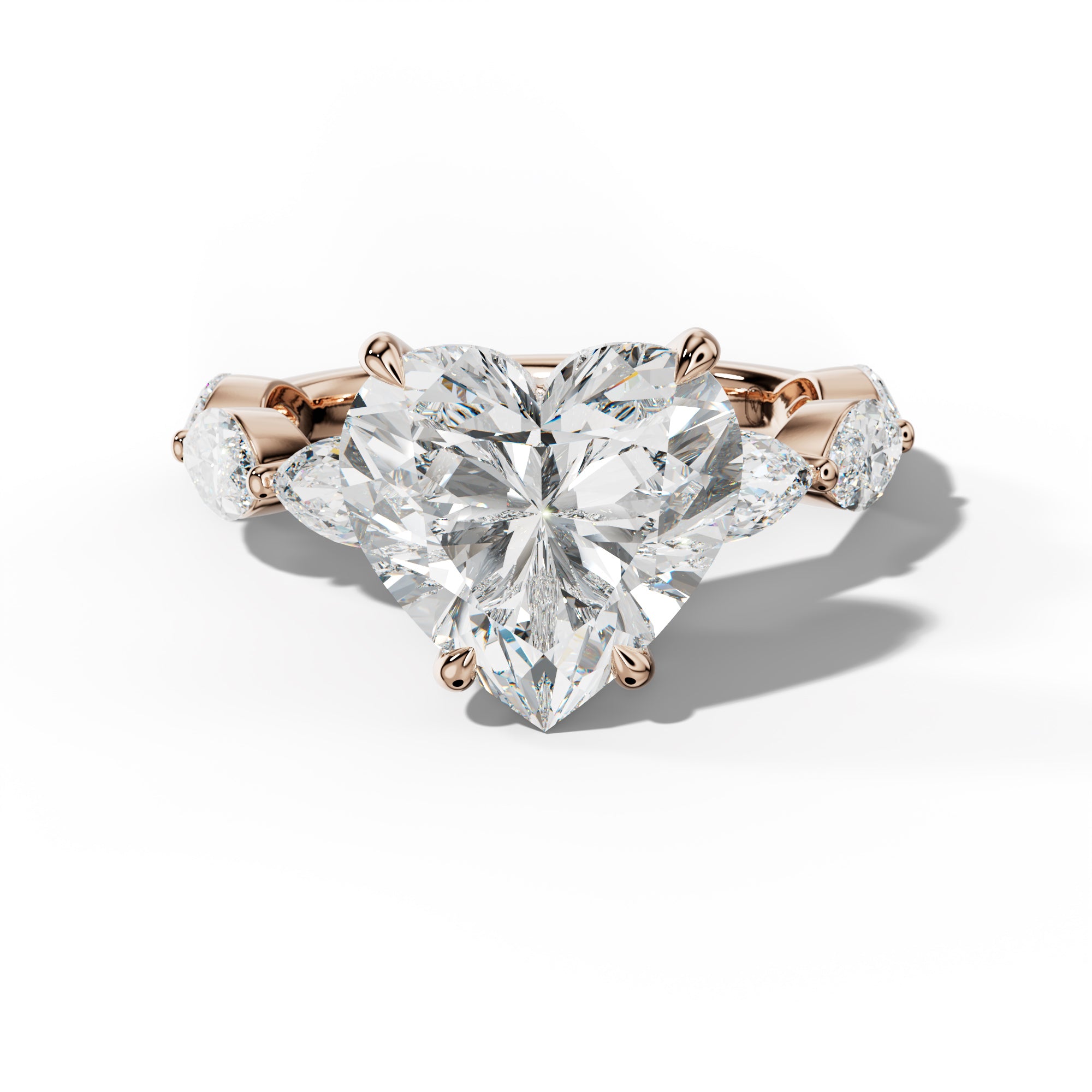 Diana Heart Diamond Engagement Ring With East West Marquise Side Stones