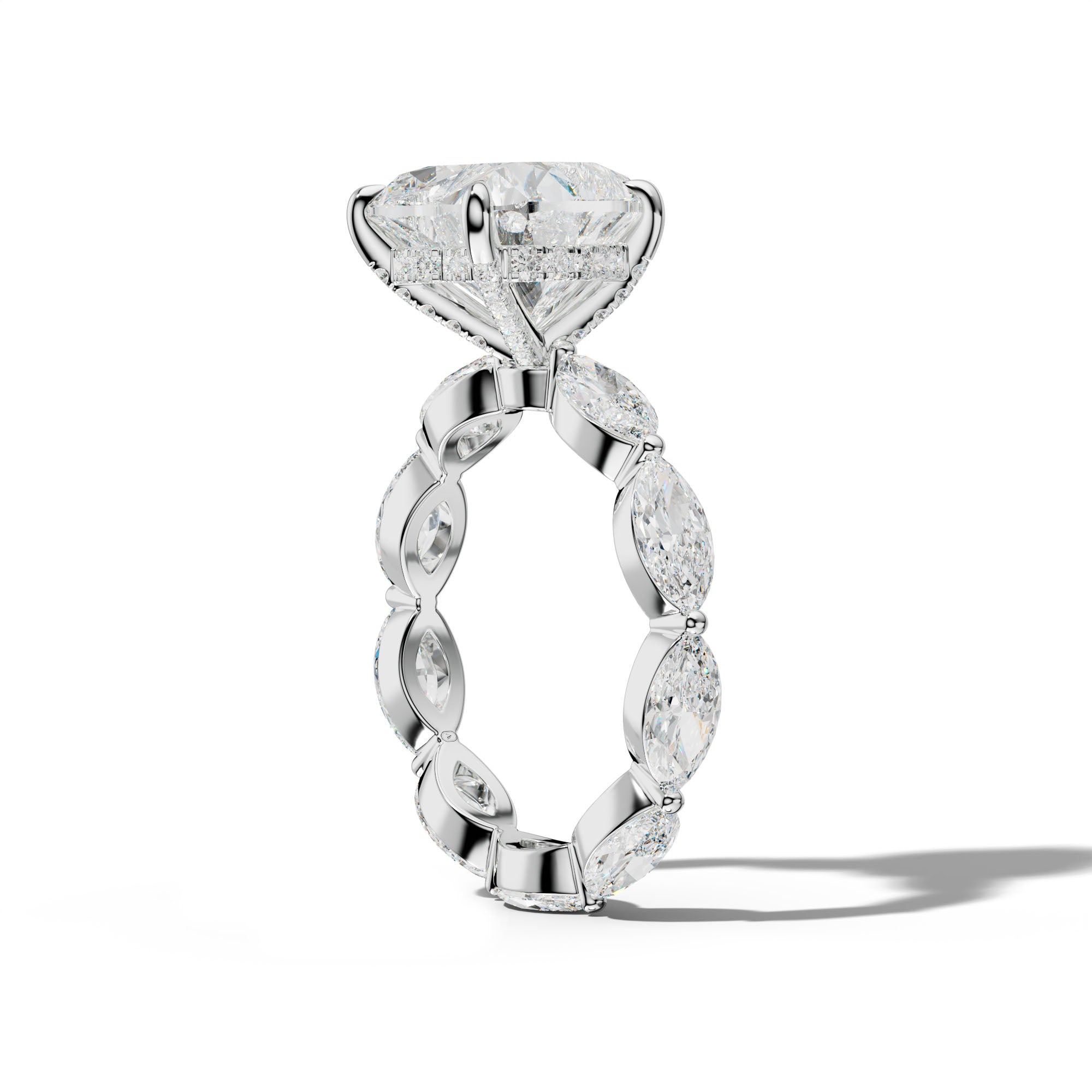Maria Heart Diamond Engagement Ring With East West Marquise Side Stones