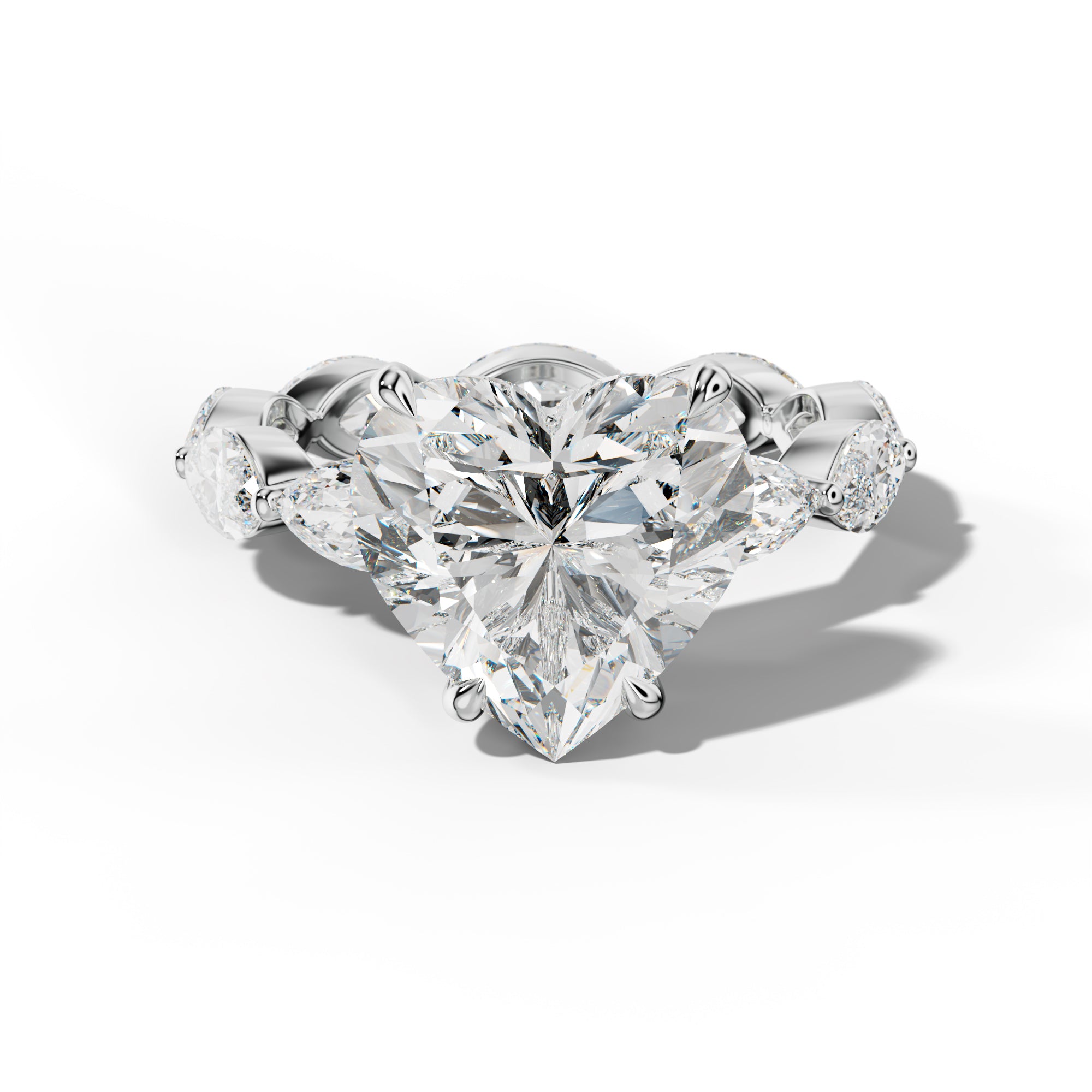 Maria Heart Diamond Engagement Ring With East West Marquise Side Stones