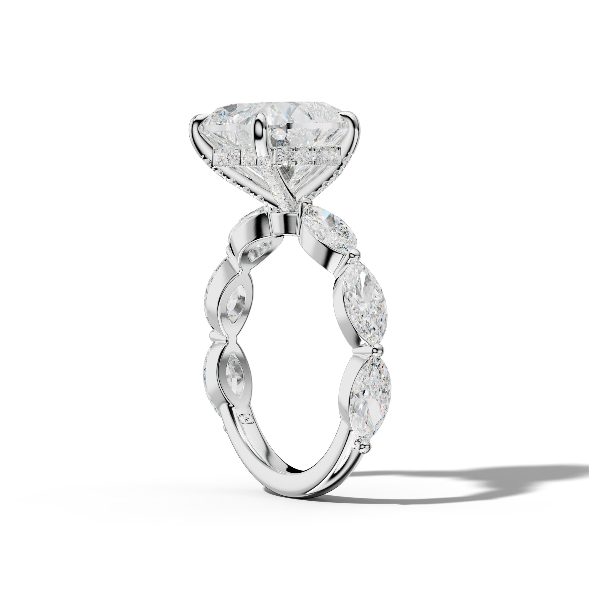 Diana Heart Diamond Engagement Ring With East West Marquise Side Stones